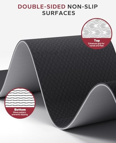 HAPBEAR Extra Wide Yoga Mat 72&Prime;x36&Prime; 6mm Thick Non-Slip Exercise Mat with Carry B