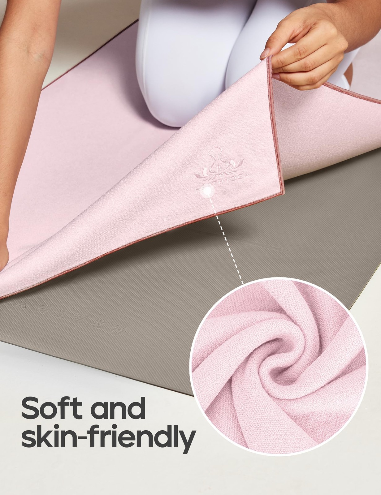 Heathyoga Yoga Mat Towel Non Slip For Hot Yoga Towel Silicone Grip Spray Bottle