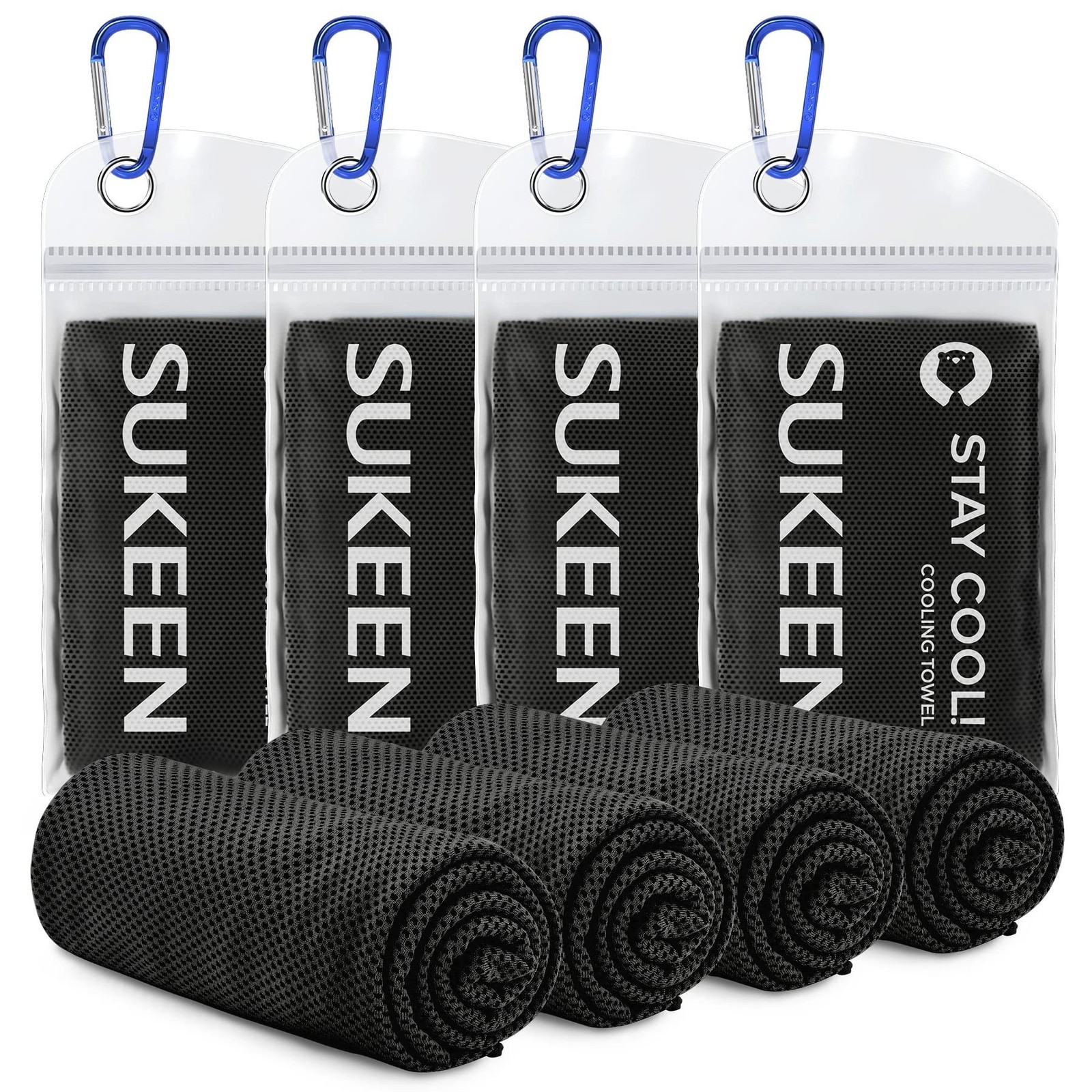 Sukeen [4 Pack Cooling Towel (40&Prime;x12&Prime;), Soft Breathable Chilly Microfiber Tow…