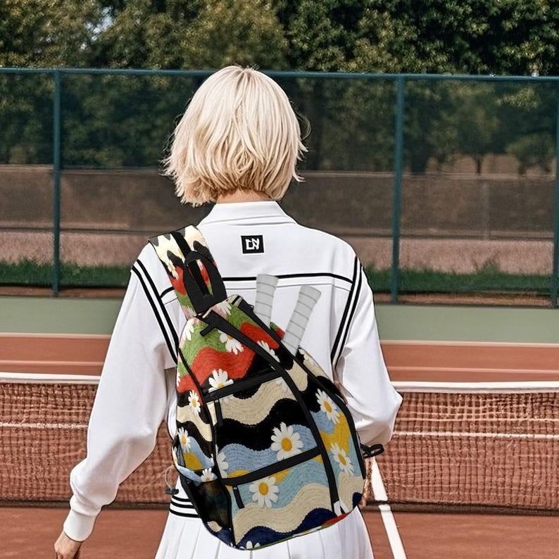 Striped Daisy Pickleball Backpack: Convertible Sling Bag, Lightweight and Adjust