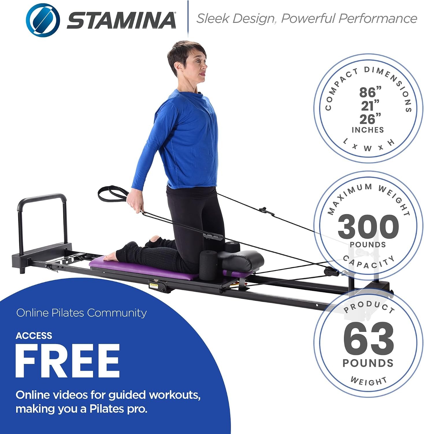 Stamina Products Reformer Plus 379 Pilates Home Gym Equipment
