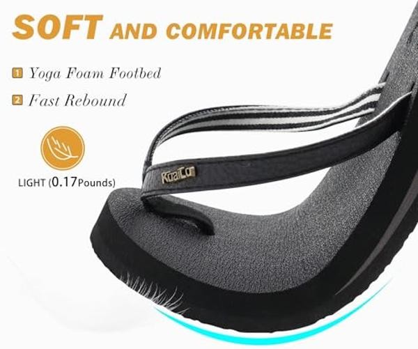 Womens Arch Support Flip Flops Comfortable Yoga Mat Slip on Summer 7.5 Black