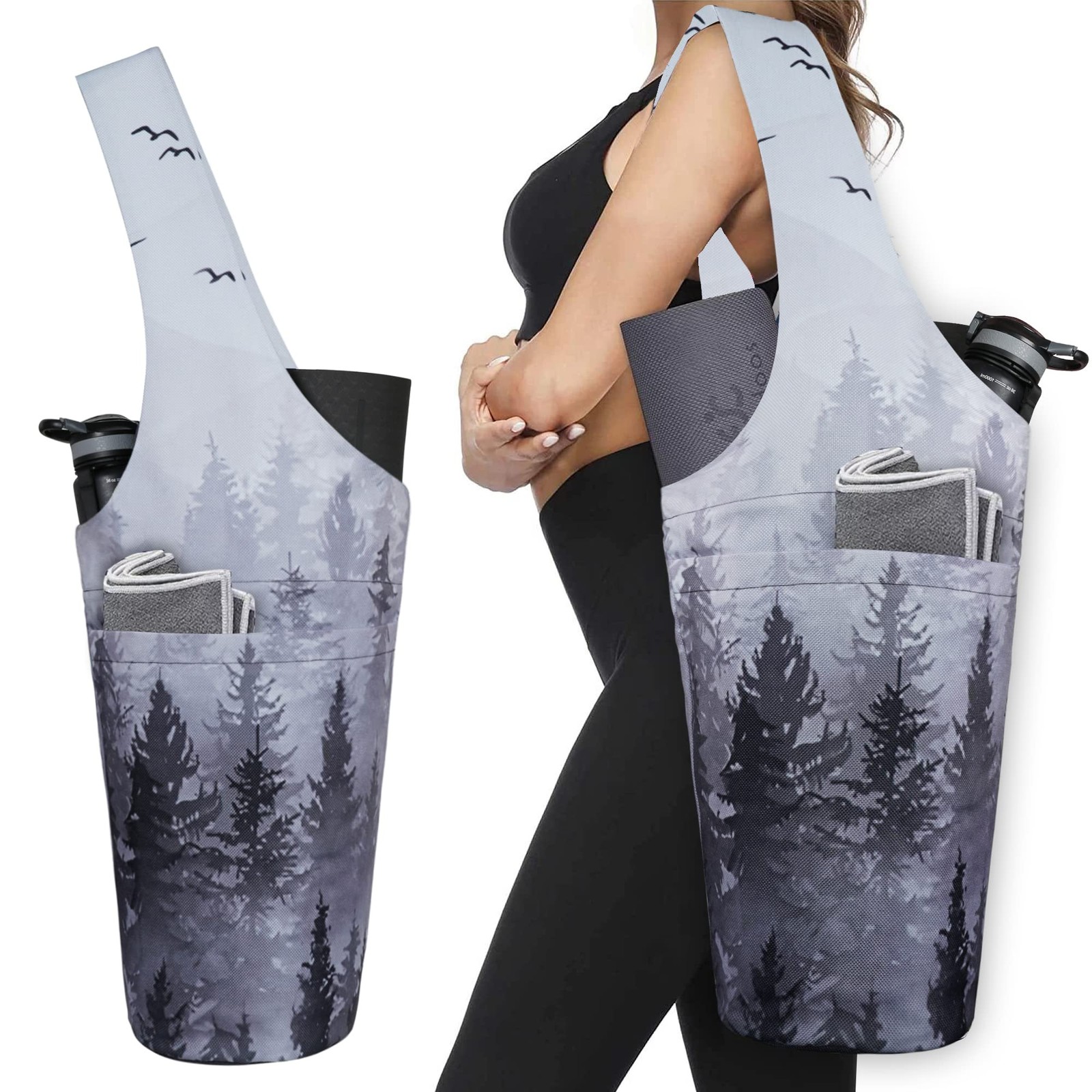 Yoga Mat Bag with Large Size Pocket and Zipper Pocket Long Tote Fit Most Size…
