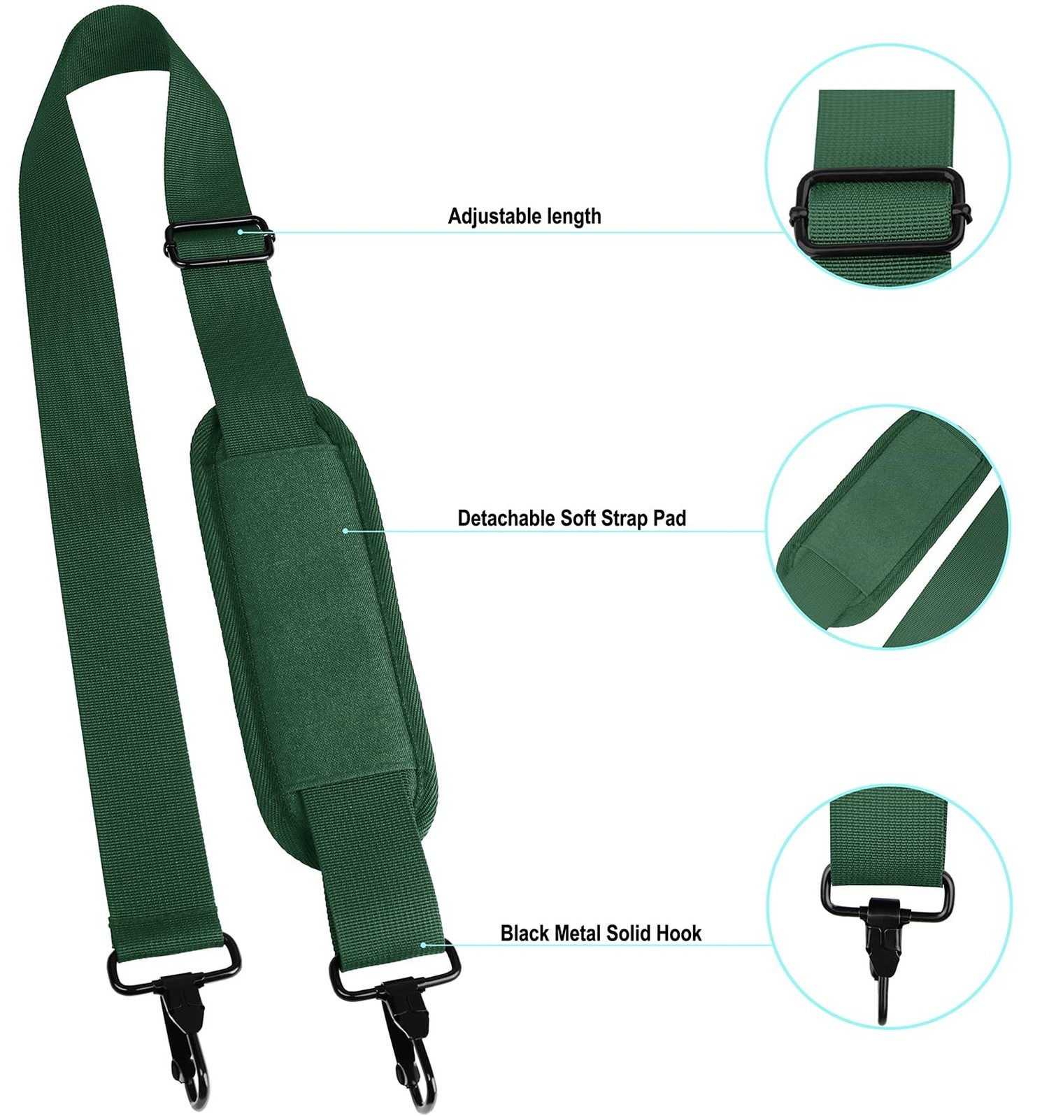 Shoulder Strap 56 inch, Universal Adjustable Thick Soft Duffel Bag Shoulder S…