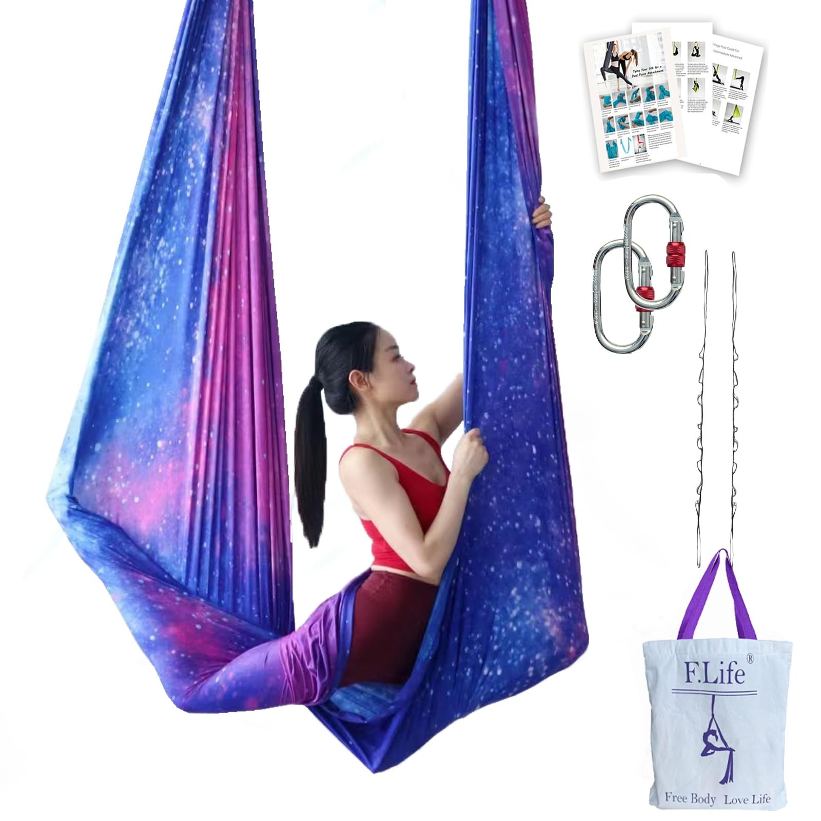 Aerial Yoga Hammock 5.5 yards Premium Aerial Silk Fabric Yoga Swing for Antig…