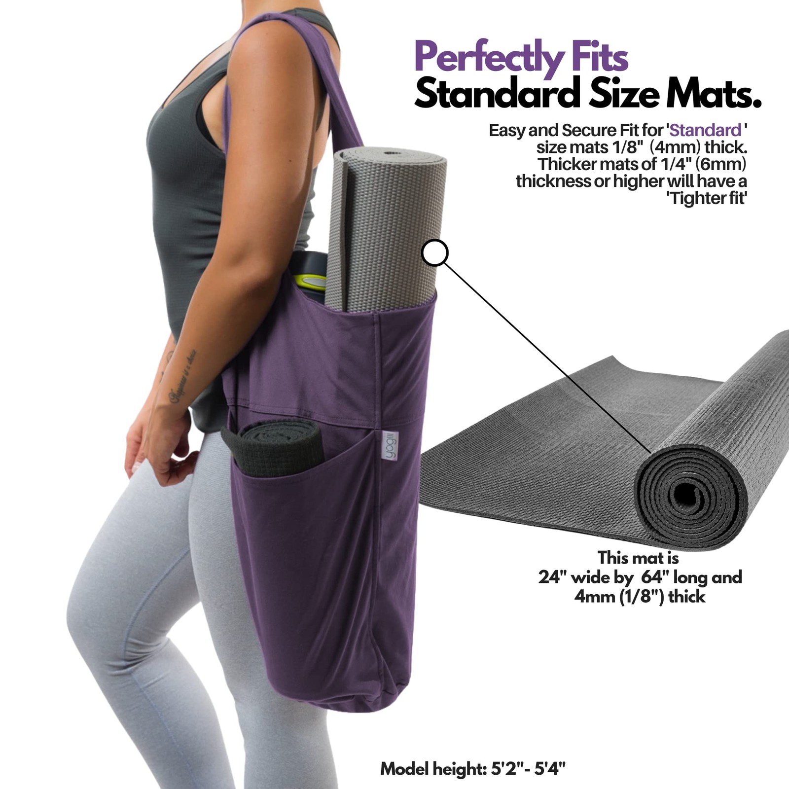Yogiiitote Original Yoga Mat Bag Carrier Imperial Purple Stylish Durable Design