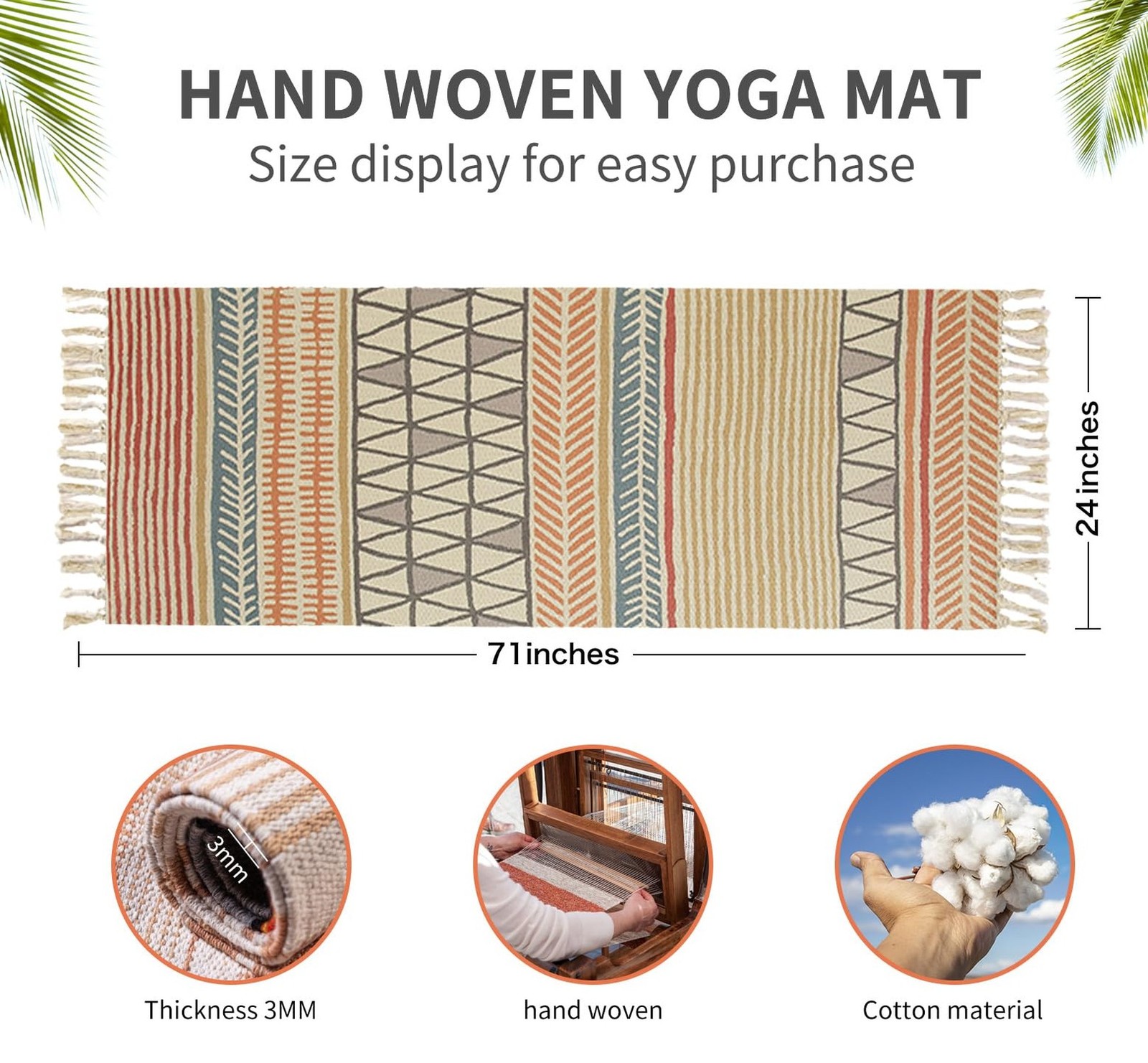 Cifupy Handmade Organic Yoga Mat made with Organic Cotton Yoga Mat – Non Slip…