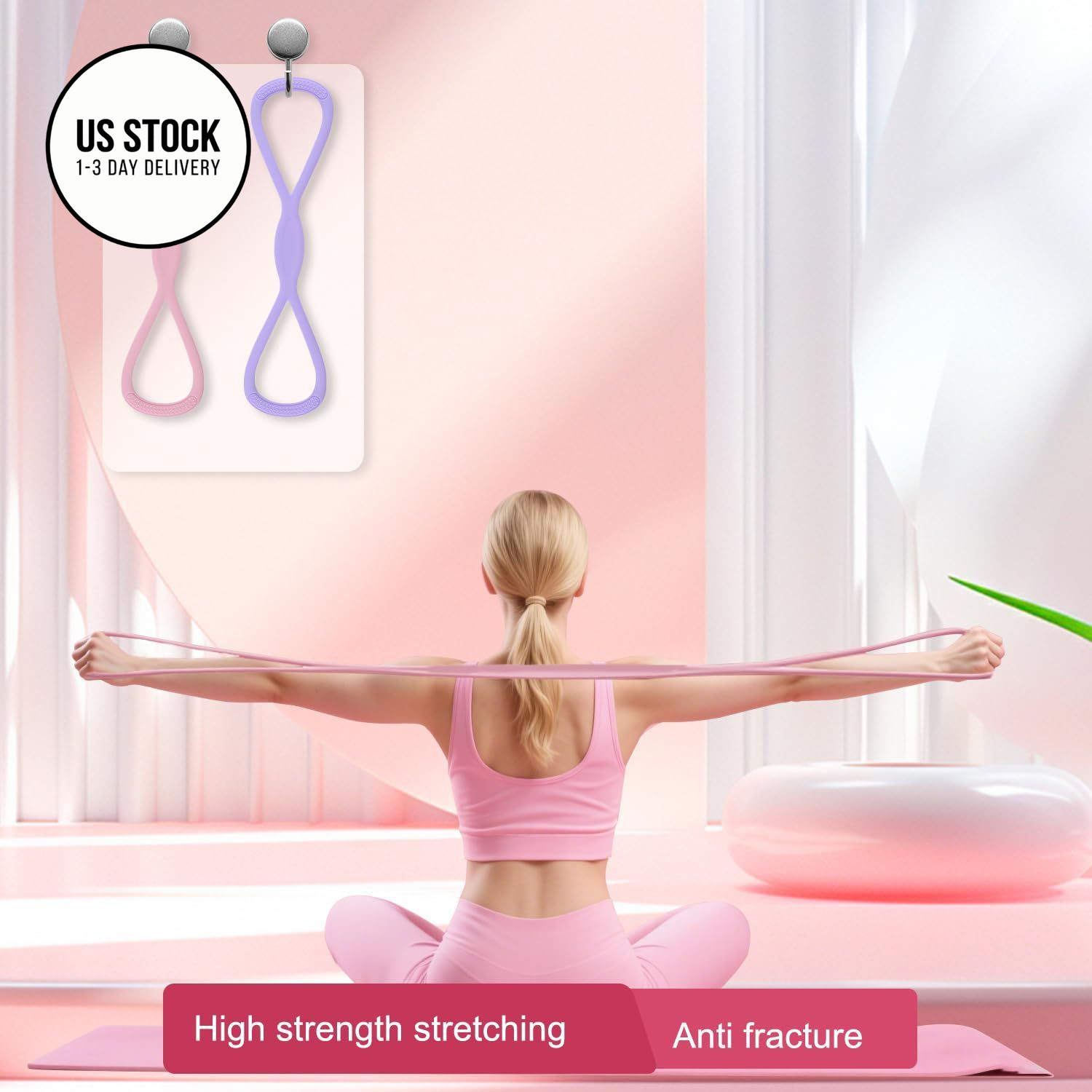 2Pack Figure 8 Resistance Band for Women, Bands Pink and Purple
