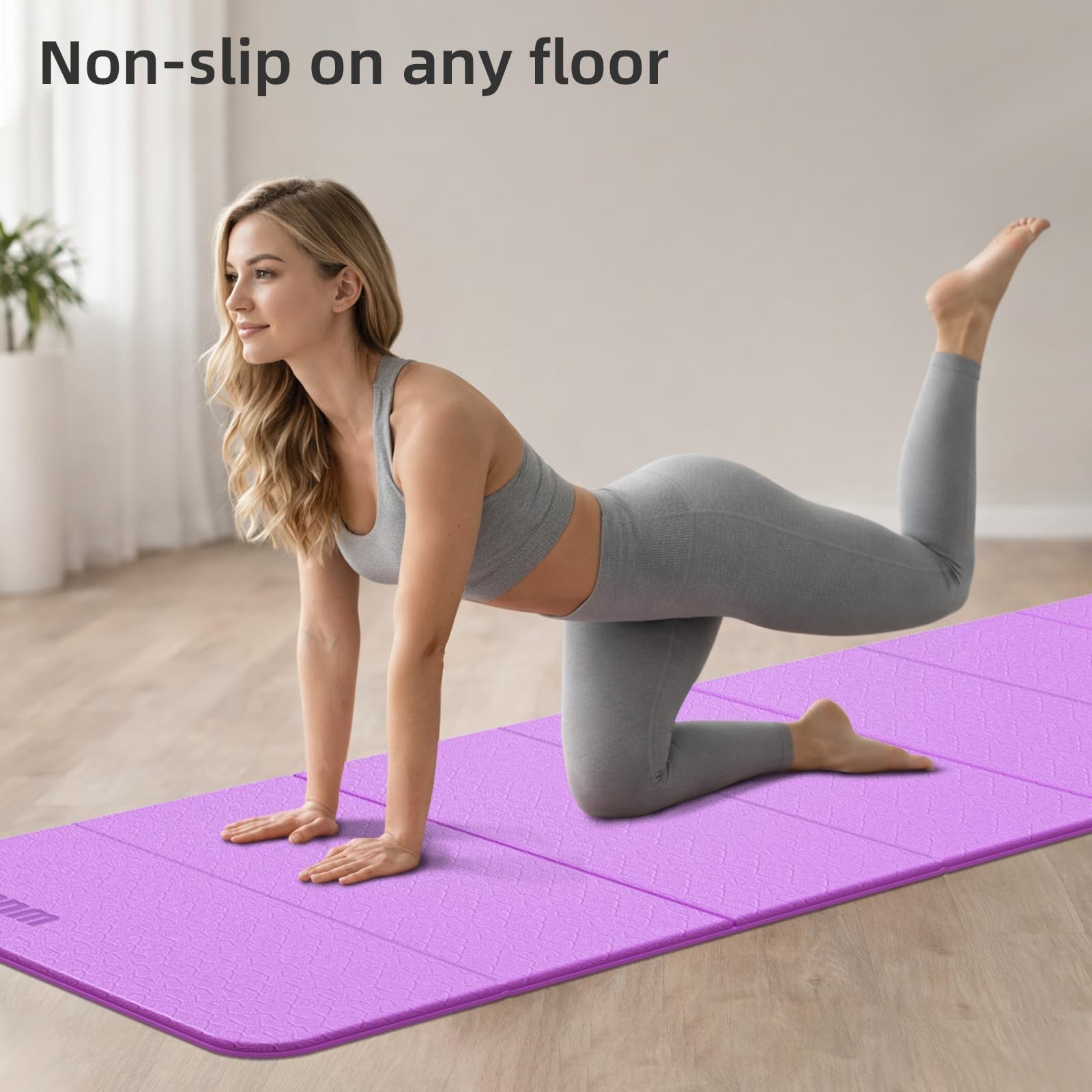Folding Yoga Mat Extra Thick 0.4 Inch, Foldable Yoga Mat 75 x 26 Inches, TPE …
