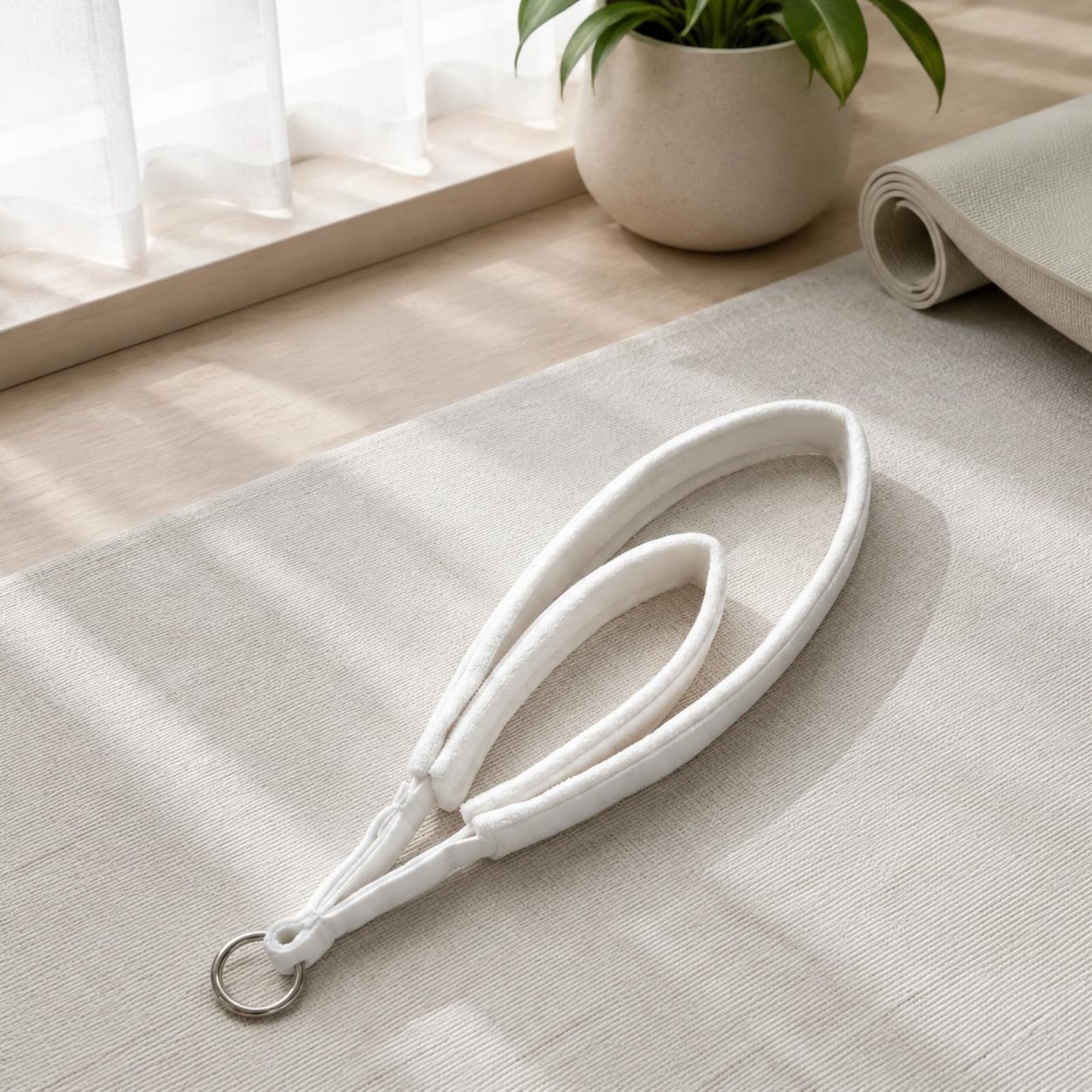 Double Loop Pilates Strap Soft Fleece Fitness Accessory Long-Lasting Material