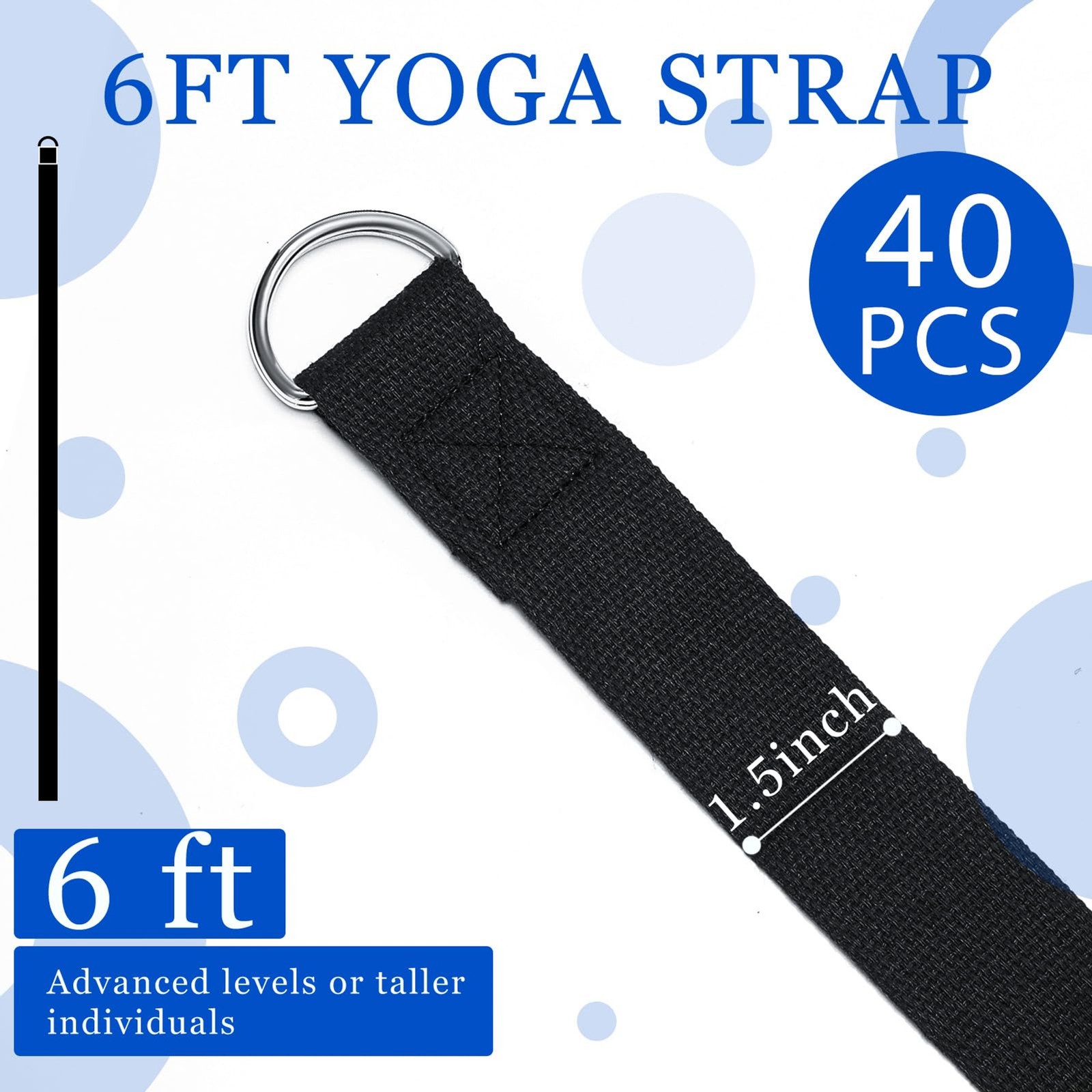 Yoga Strap Stretching Pilates Exercise Adjustable Straps 6 ft Non Elastic Yoga B