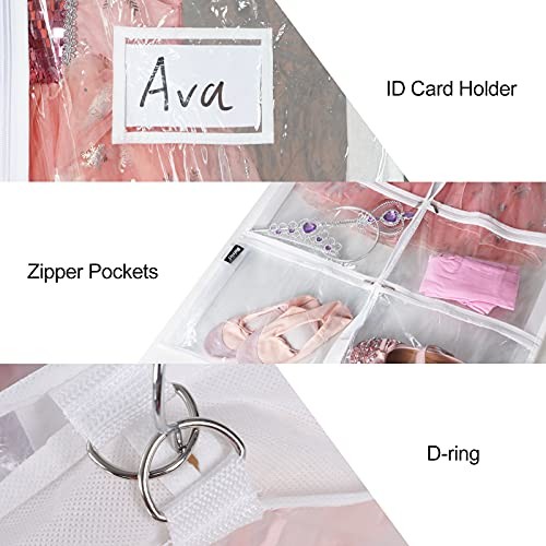 Clear PVC Dance Costume Bags Garment Bag 40 Inch for Dance 1 Pack Clear White