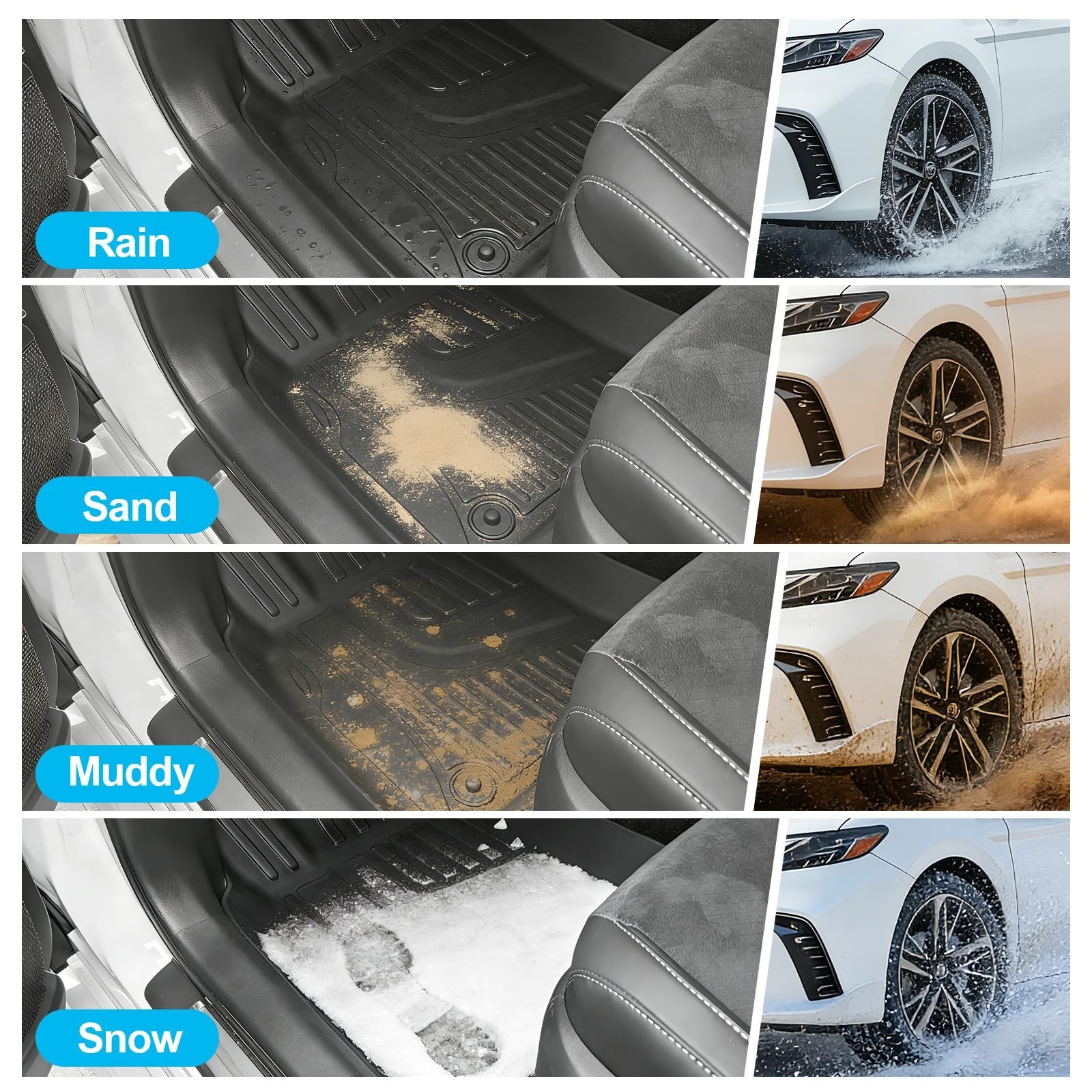 for Toyota Camry 2025 2026 Floor Mats, Full Set All-Weather TPE Laser Custom …