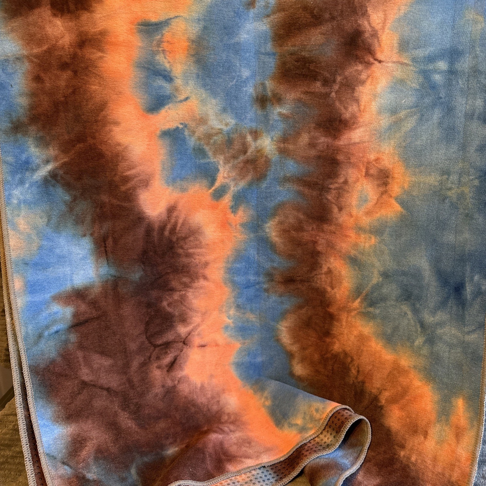 Non Slip Hot Yoga Towel 24×70 Sweat Absorbent Blue Gray Peach Orange Tie Dye