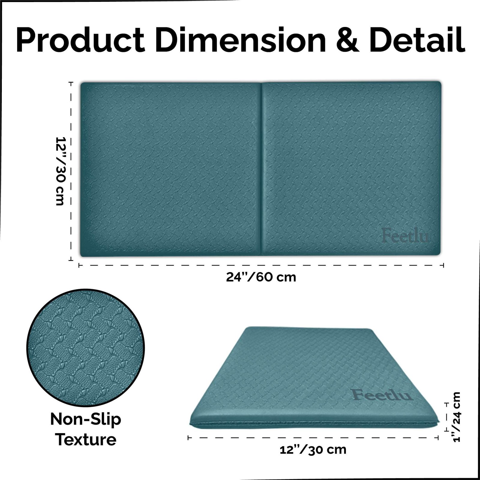 Yoga Knee Pad Cushion Exercise Folding 1/2 Inch Thick 24×12 Inch Extra Support