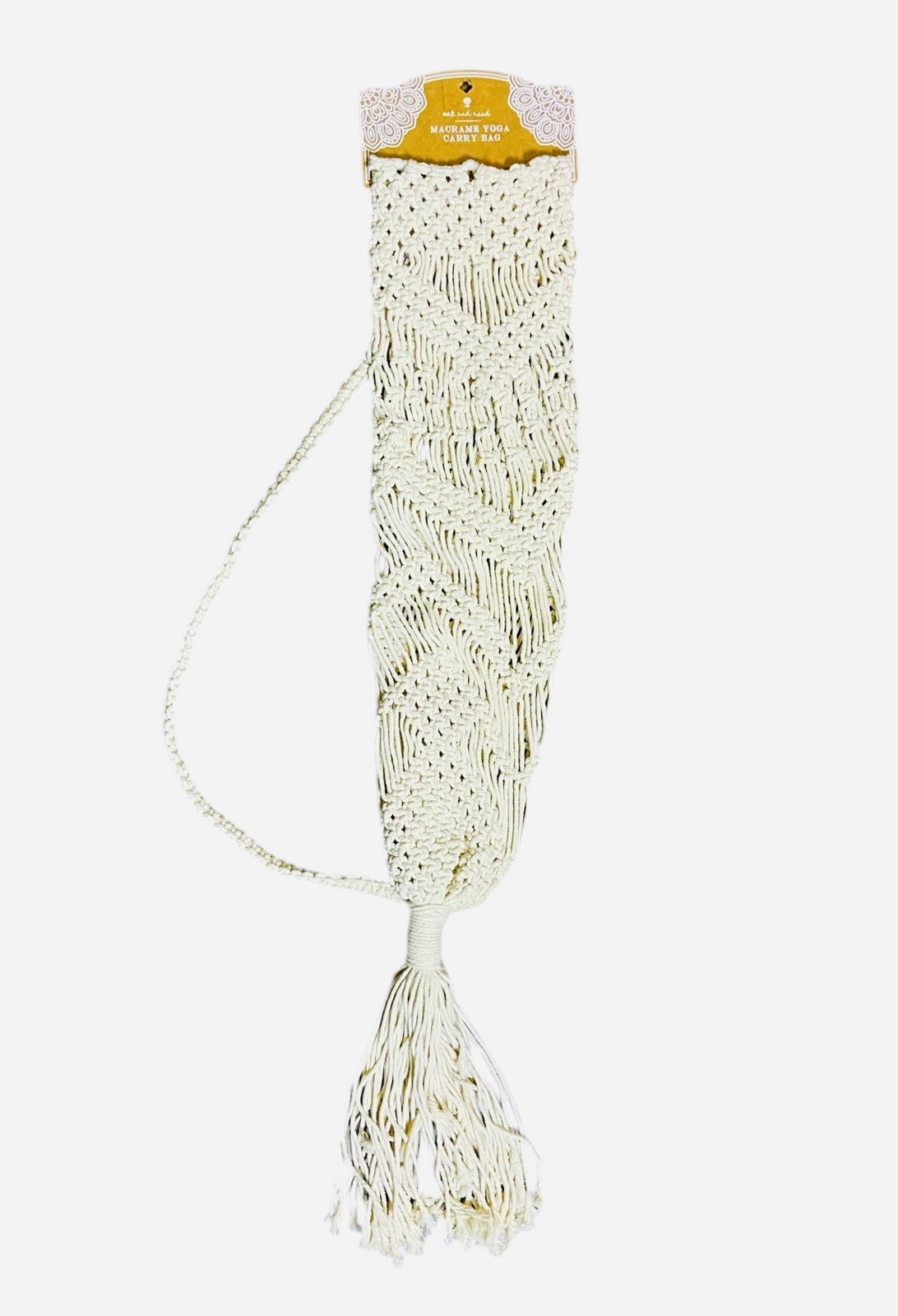 Oak And Reed Beige Macrame Yoga Carry Bag Boho Free People 100% Cotton -New