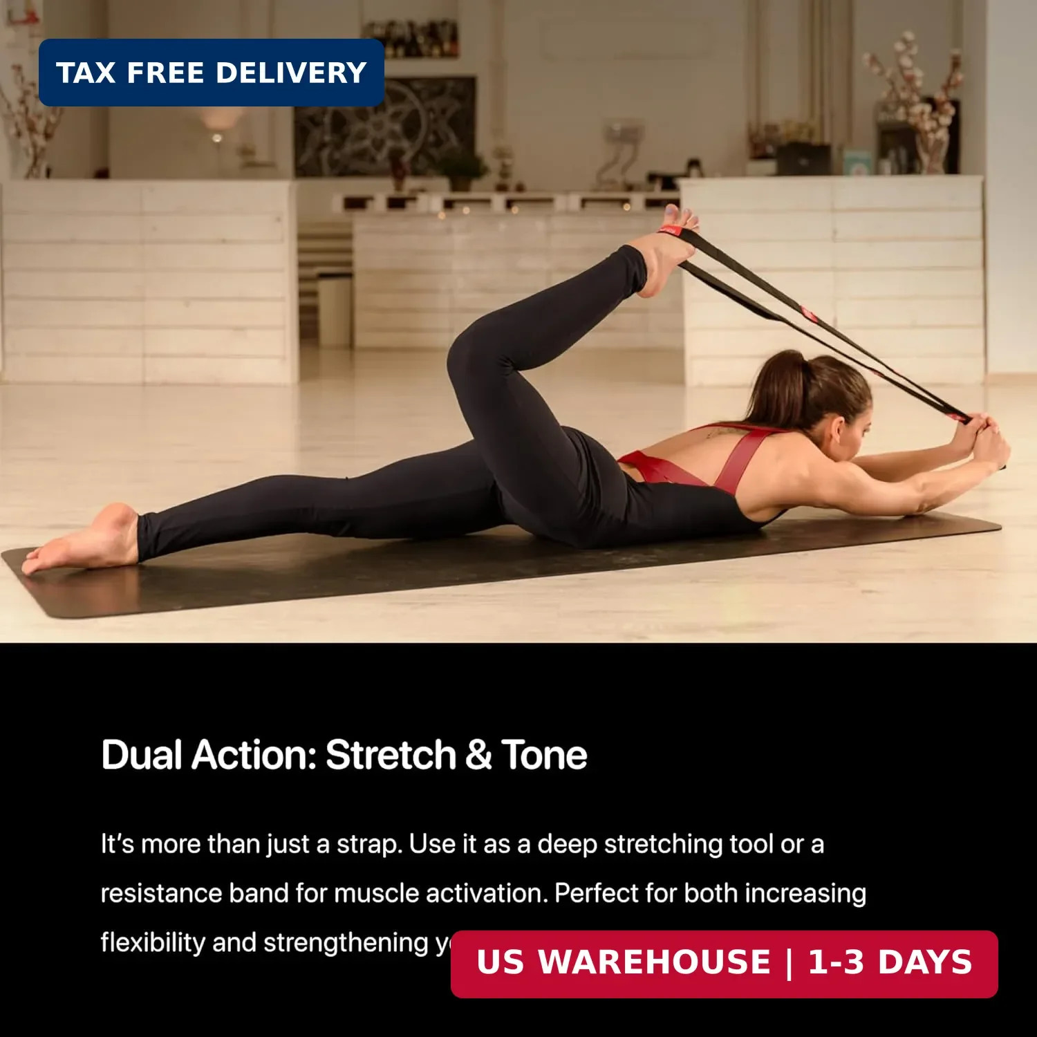 YOGA-EVO Elastic Stretching Strap with Loops for Physical Therapy – Stretch & Ac