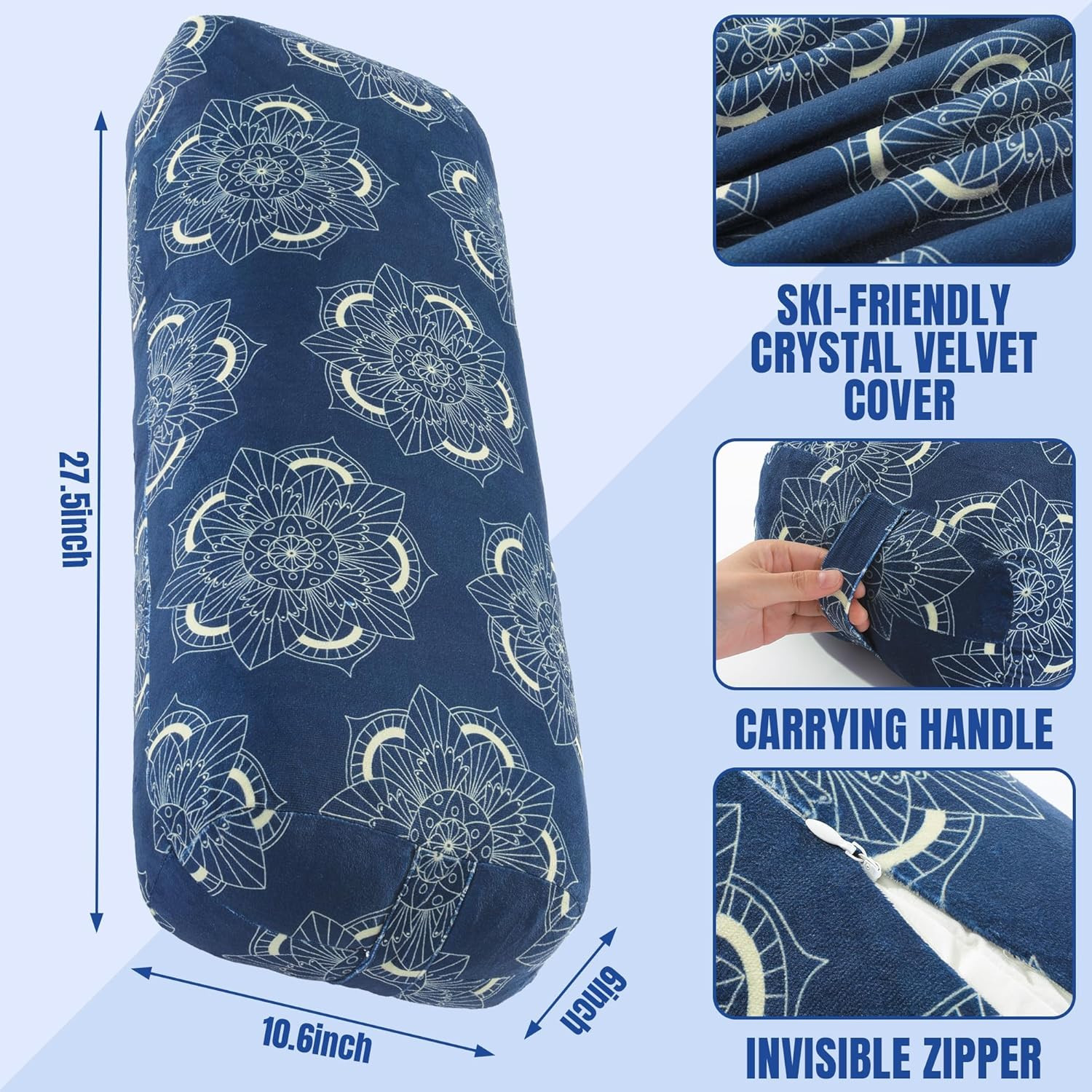 Yoga Bolster Pillow, Rectangular Yoga Bolster for Restorative & Meditat