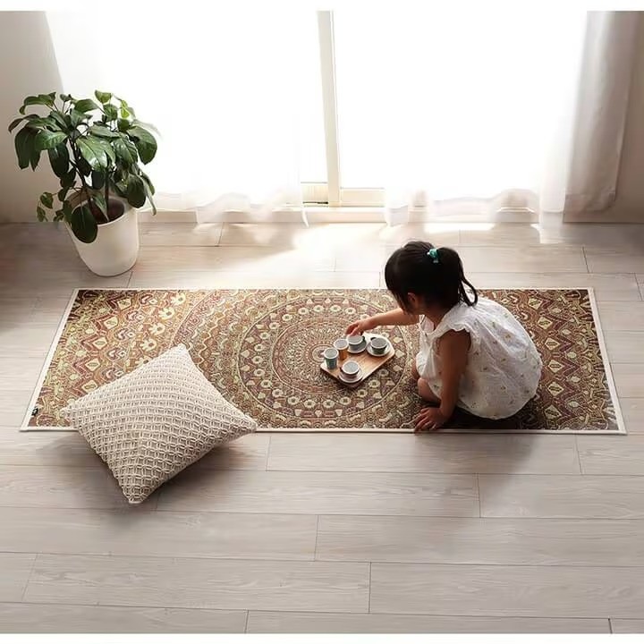 IKEHIKO Igusa Tatami Yoga Mat Mandala 66x185cm Wide Natural Japanese Rush Grass