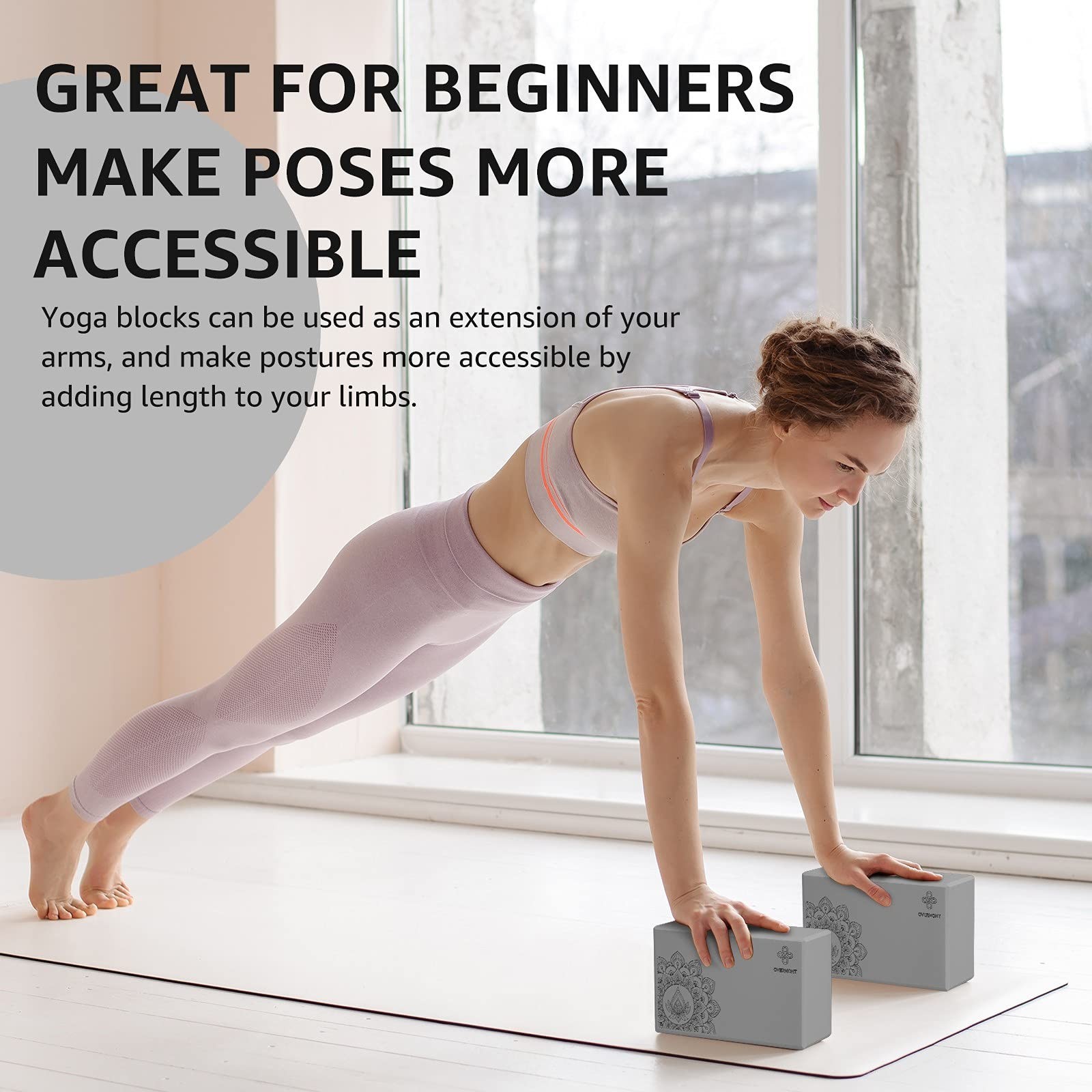 Overmont Yoga Block 2 Pack Supportive Latex-Free EVA Foam Soft Non-Slip Surfa…