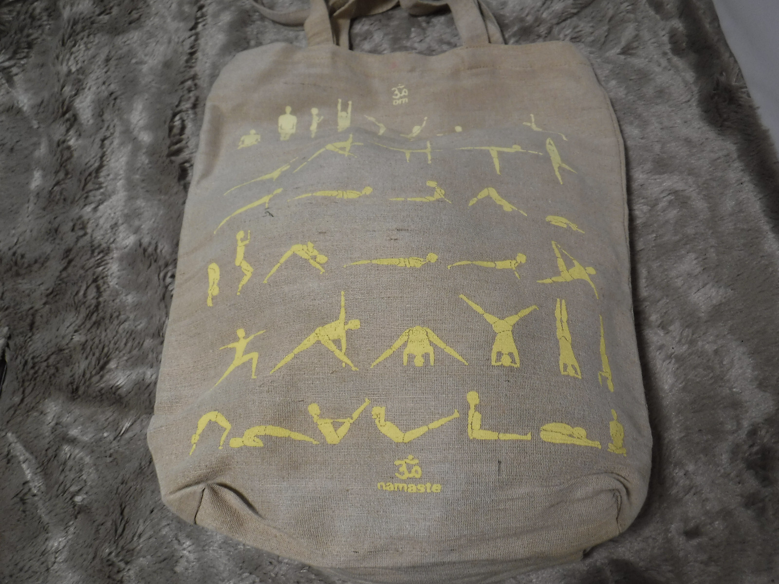 GA9 Namaste Large Yoga Bag Breathable Natural Canvas Shoulder Strap Tote Handle