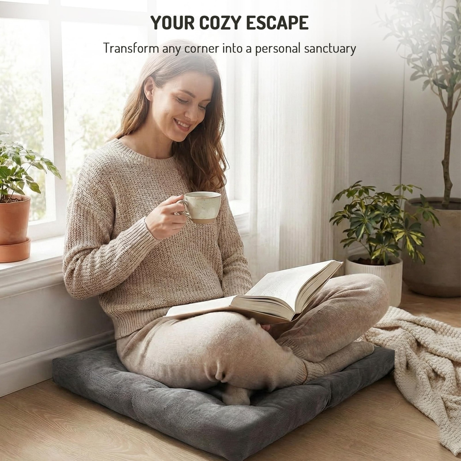 Degrees of Comfort Meditation Floor Pillow, Square Large Pillows Seating for …
