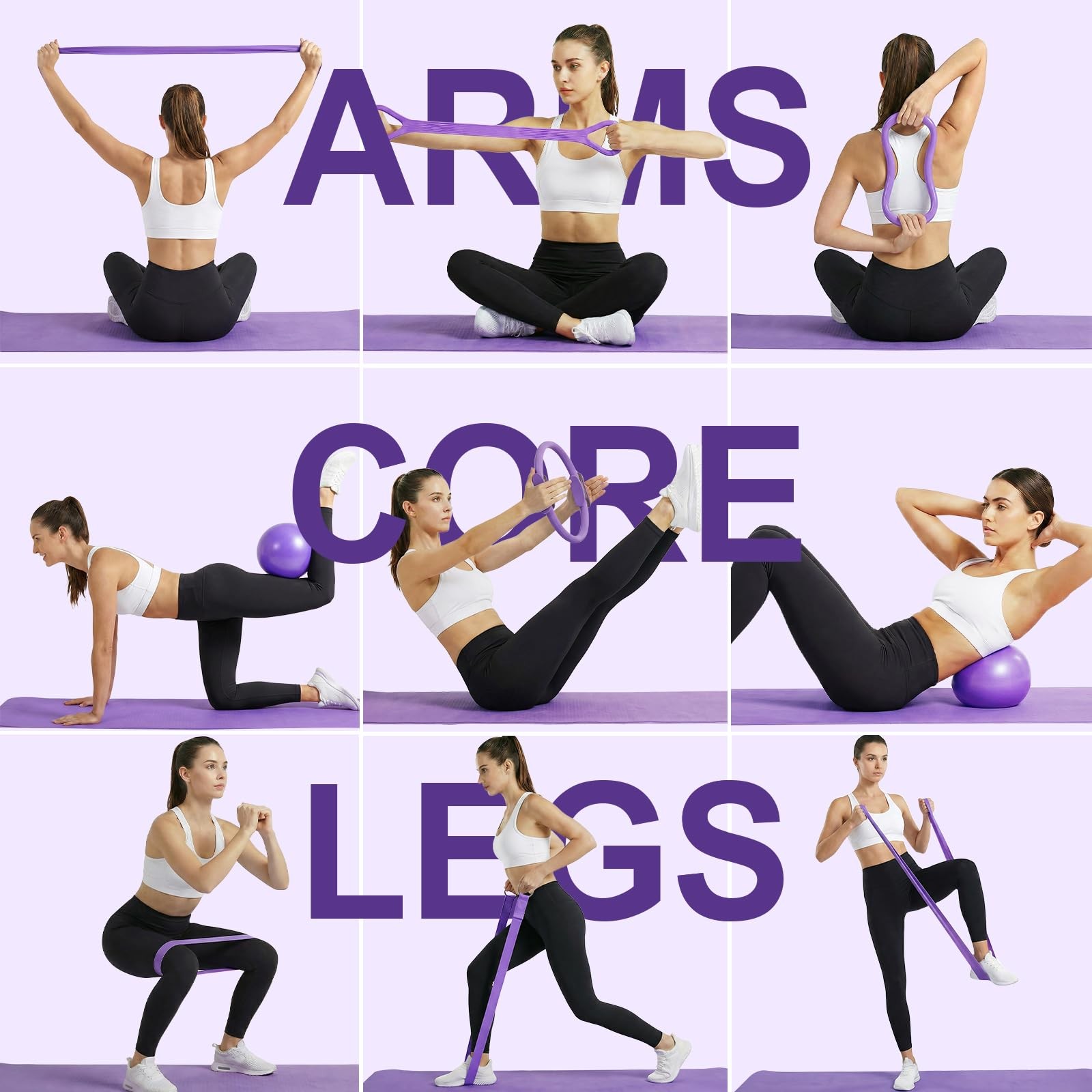 13 Piece Pilates Kit for Women, Home Pilates Ring and Ball Set with 5 Resista…