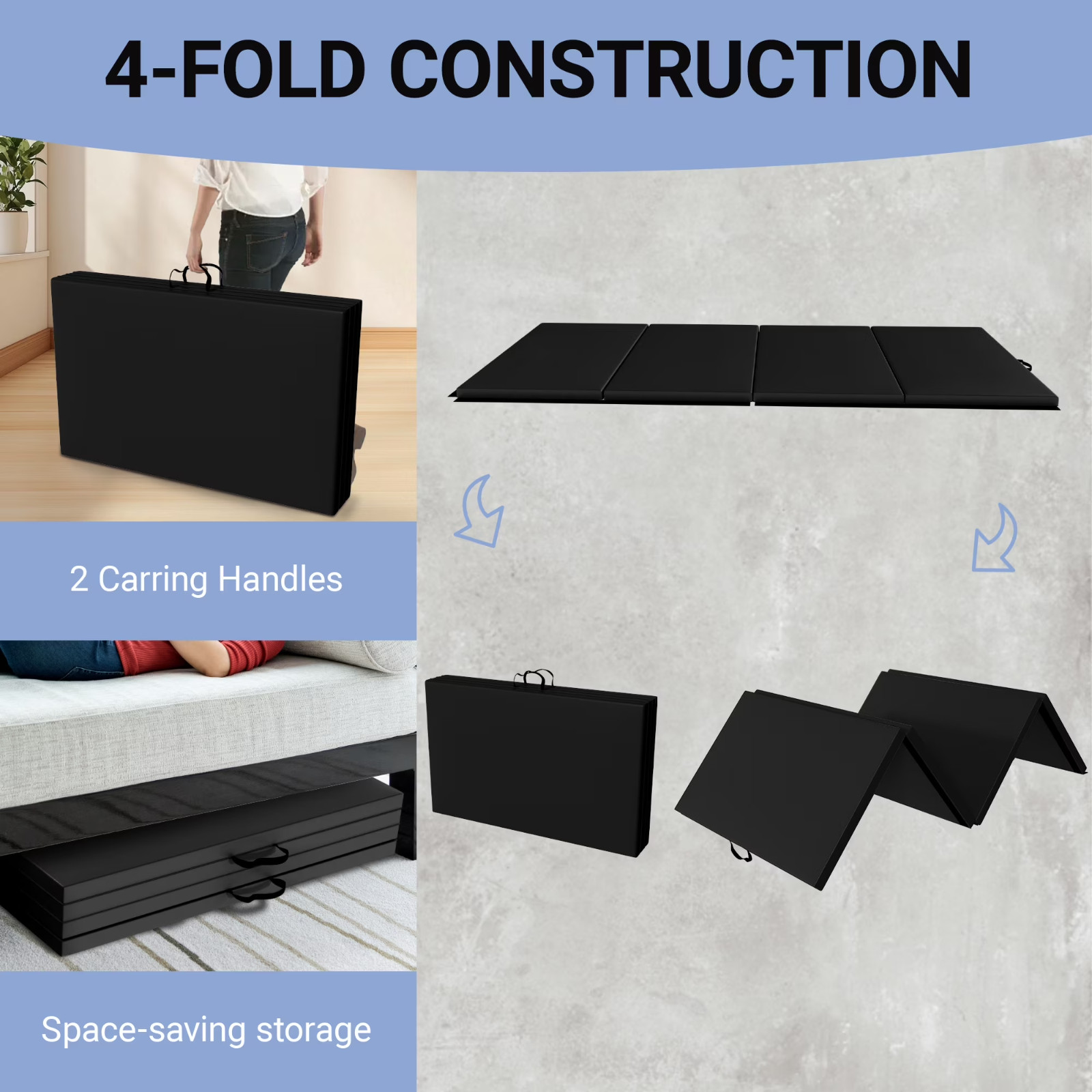 Versatile 4&rsquo;x8&rsquo;x2&Prime; High-Density Gym Mats – Extra Thick, Anti-Tear, Easy-Clean, F