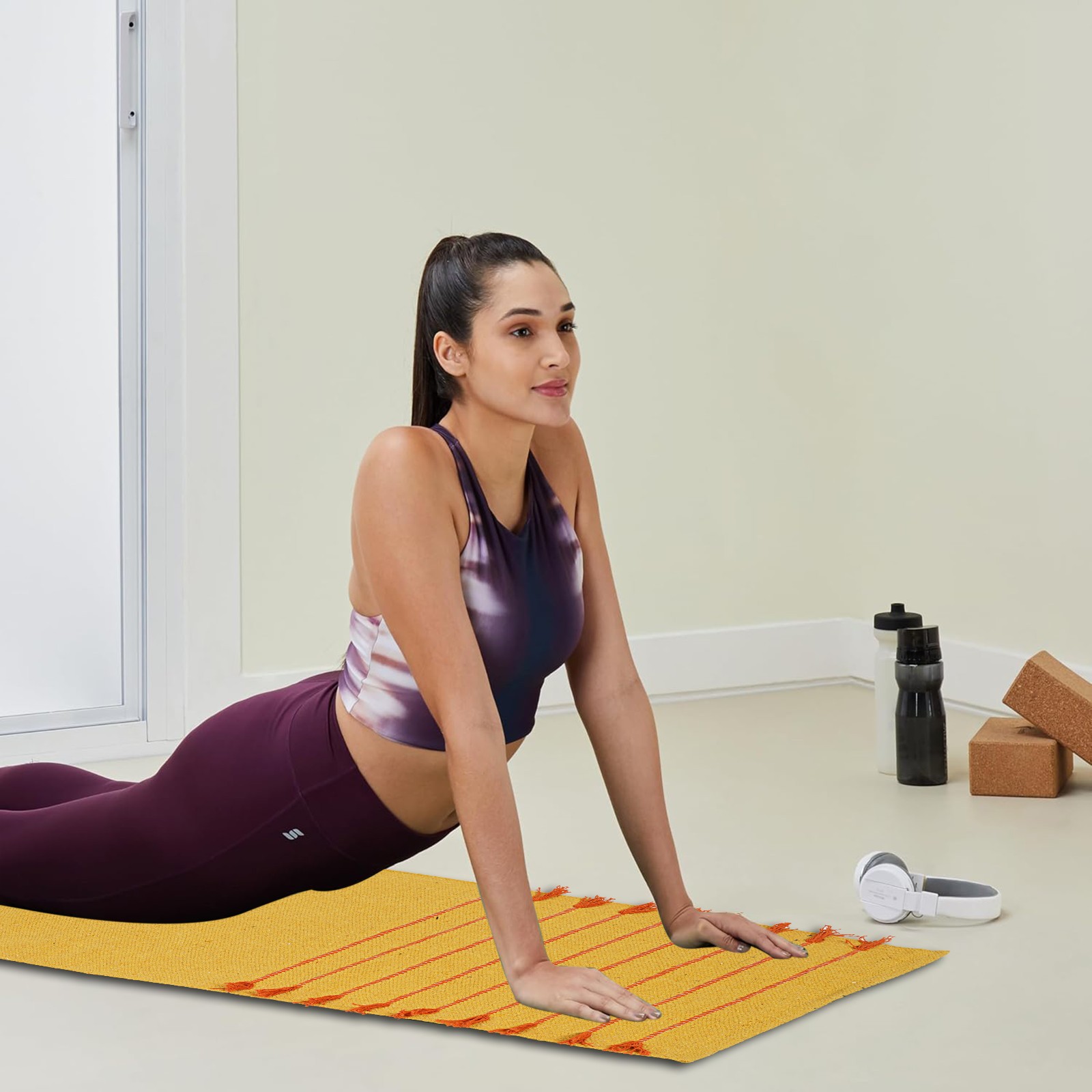 Yoga Mat and Sound Bath Meditation Rug: 100% Cotton, Non-Toxic, Handmade