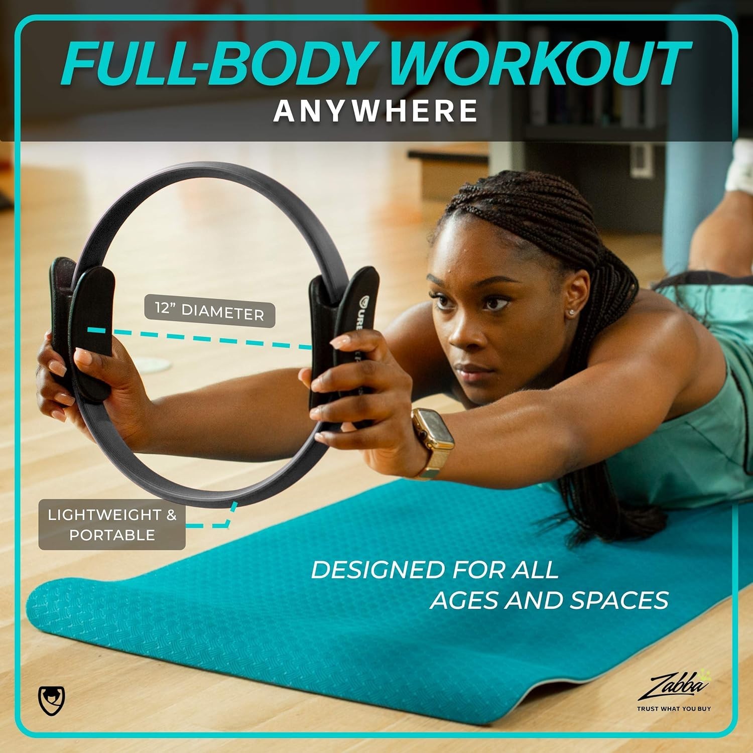 Versatile 12&Prime; Pilates Circle with Dual Grip for Sculpting & Toning Workouts