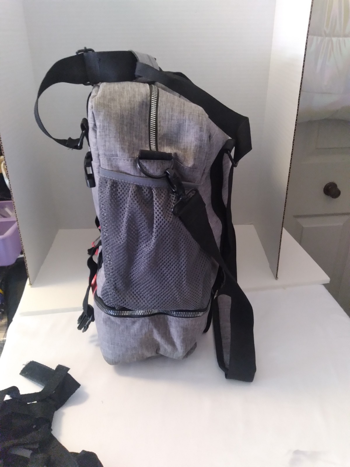LUCKAYA LARGE YOGA TOTE STORAGE ATHLETIC GYM BAG MEN WOMEN BOOK GRAY SHOE POCKET