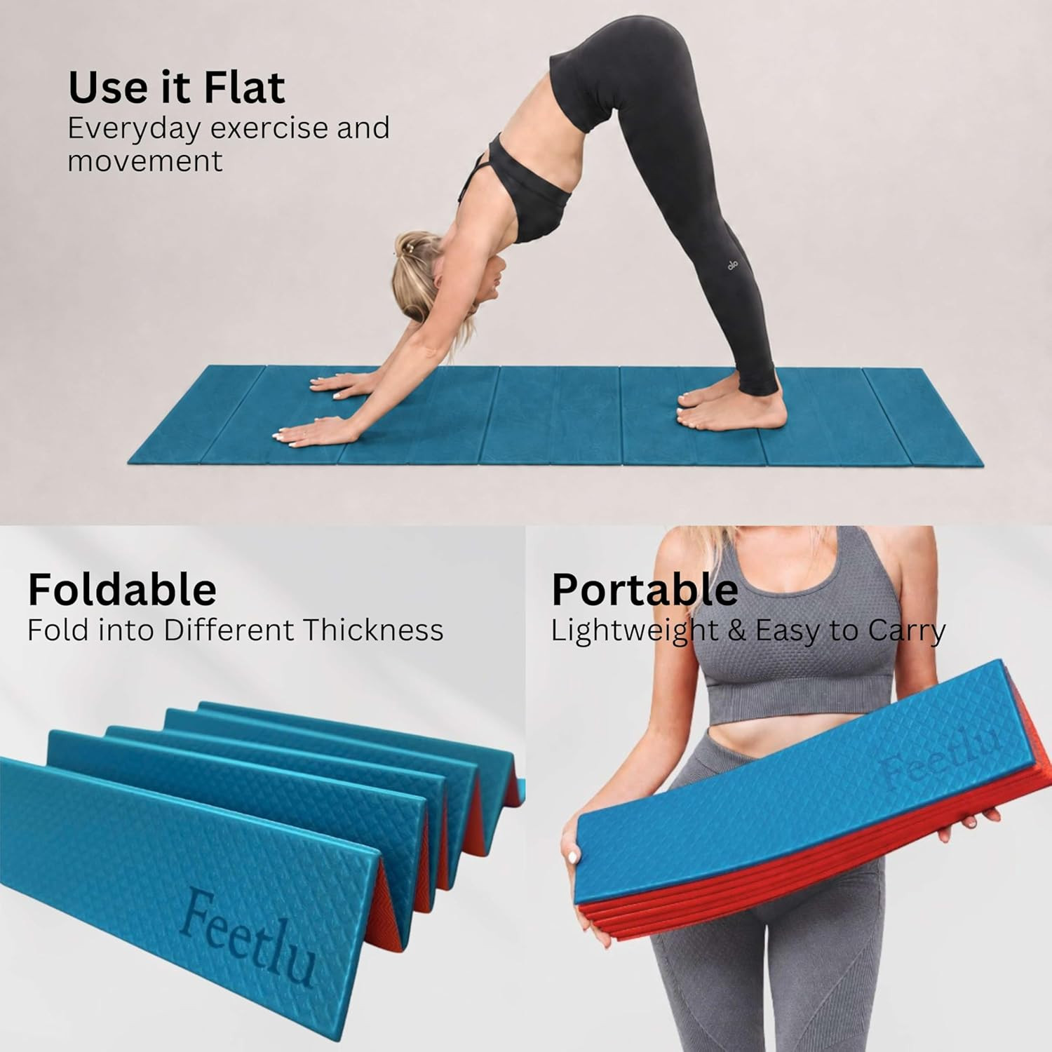 Foldable Yoga Exercise Mat – Lightweight, Anti-Slip, and Easy to Store for Yoga,