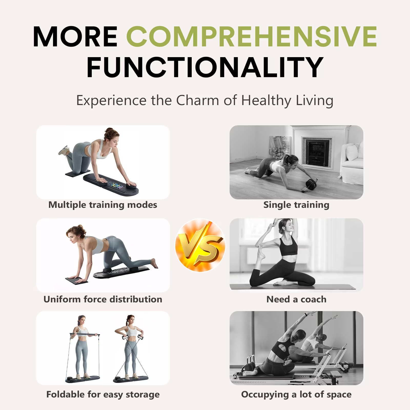 Pilates Board, Portable Multifunctional Workout Training Pilates Reformer Set