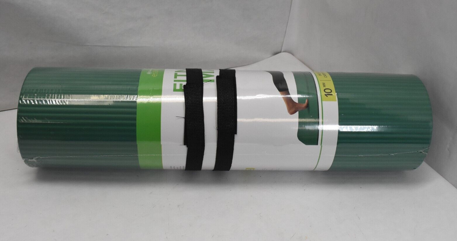 Essentials Thick Yoga Mat with Cinch Carrier Strap Textured Grip Green 72&Prime; x 24&Prime;