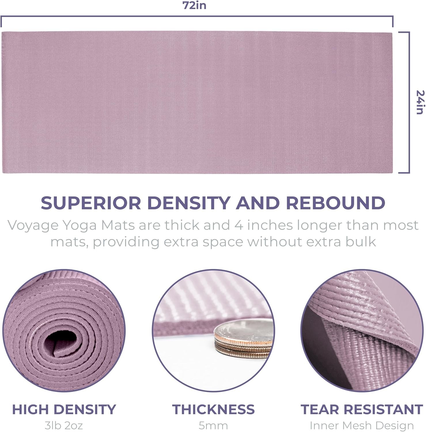 6 Pack 72&Prime; x 24&Prime; Voyage Yoga Mat – 5mm Professional Bulk Mats for Studio & Gym