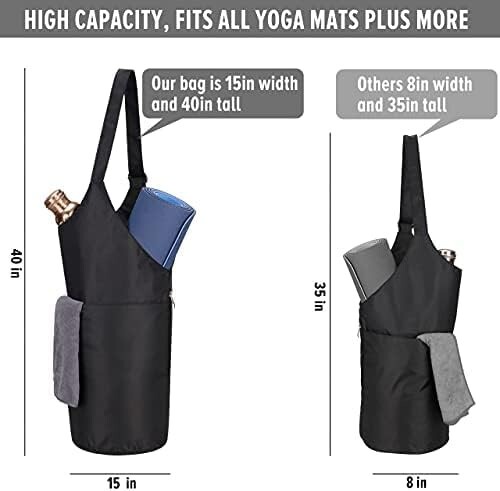 Yoga Mat Bag Carrier for 1/2, 1/3, 1/4-Inches Thick Exercise Yoga Mat, Waterproo
