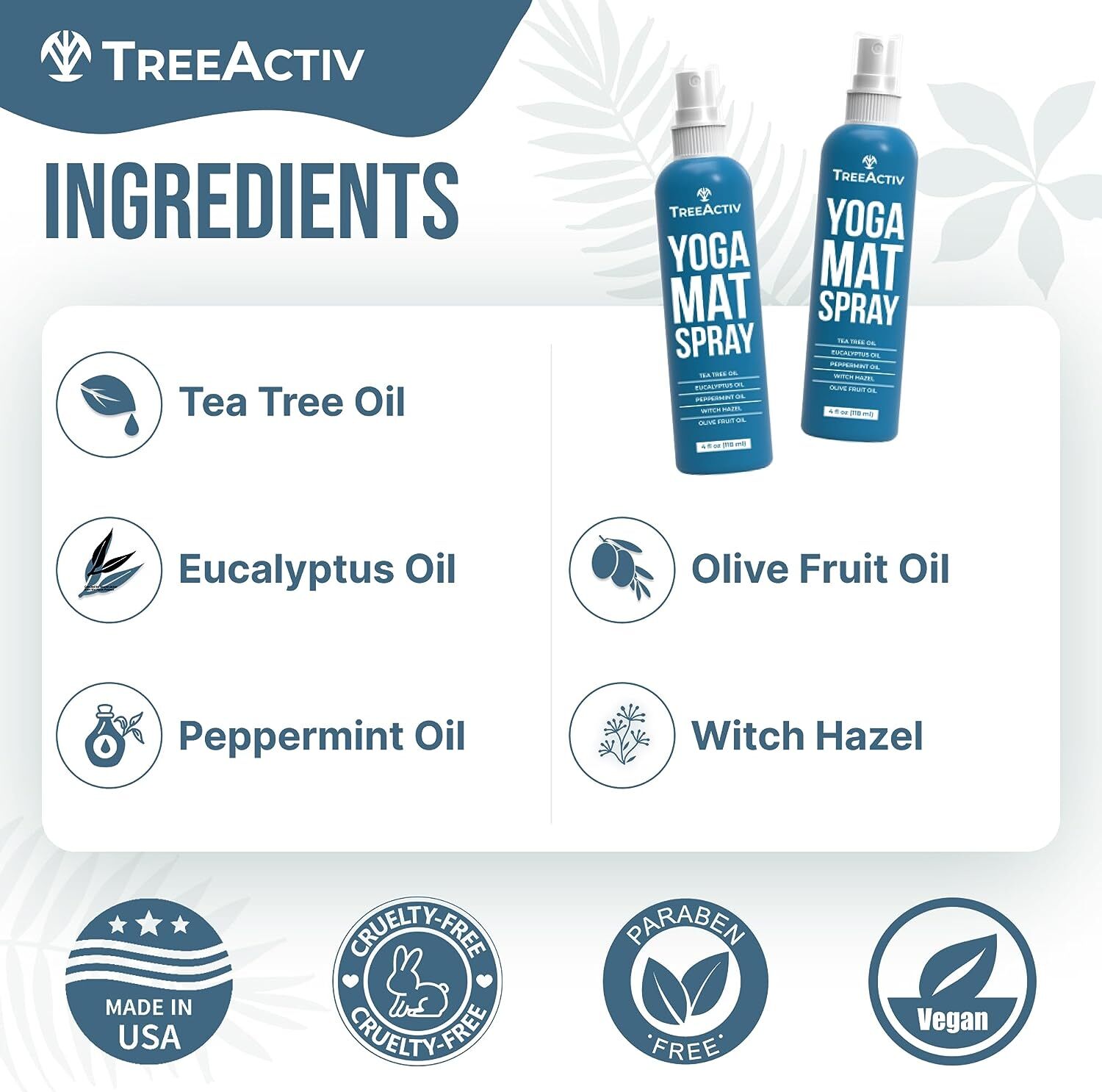 TreeActiv Non-Slip Yoga Mat Spray 4 fl oz, for Mats & Gym Equipment, 1000 Uses