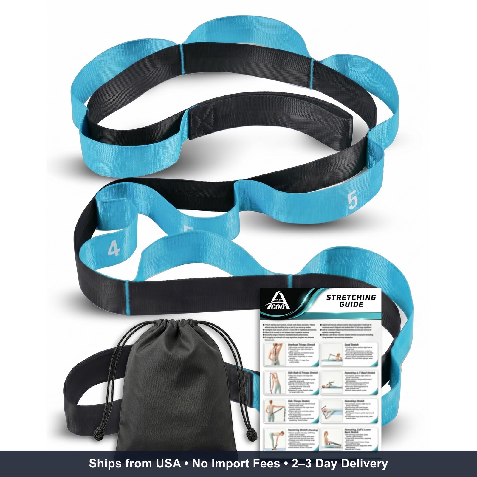 Stretching Strap with Loops for Physical Therapy,Yoga Strap for Stretching,Home