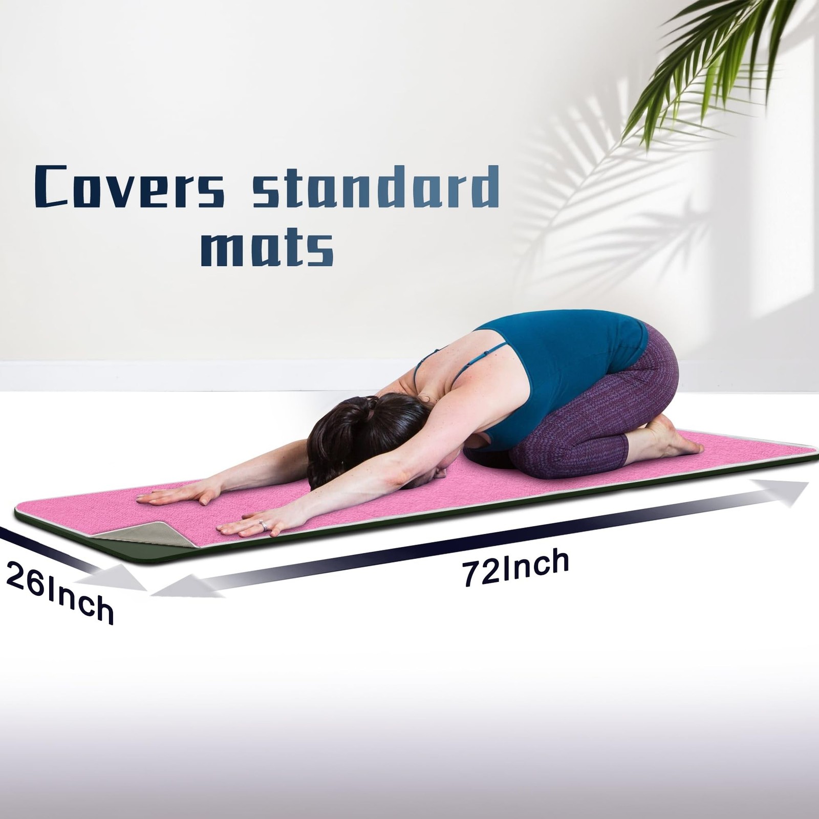 Hot Yoga Towel Non-Slip,Thick & Soft Yoga Mat Towel, Sweat Absorbent, with Gr…