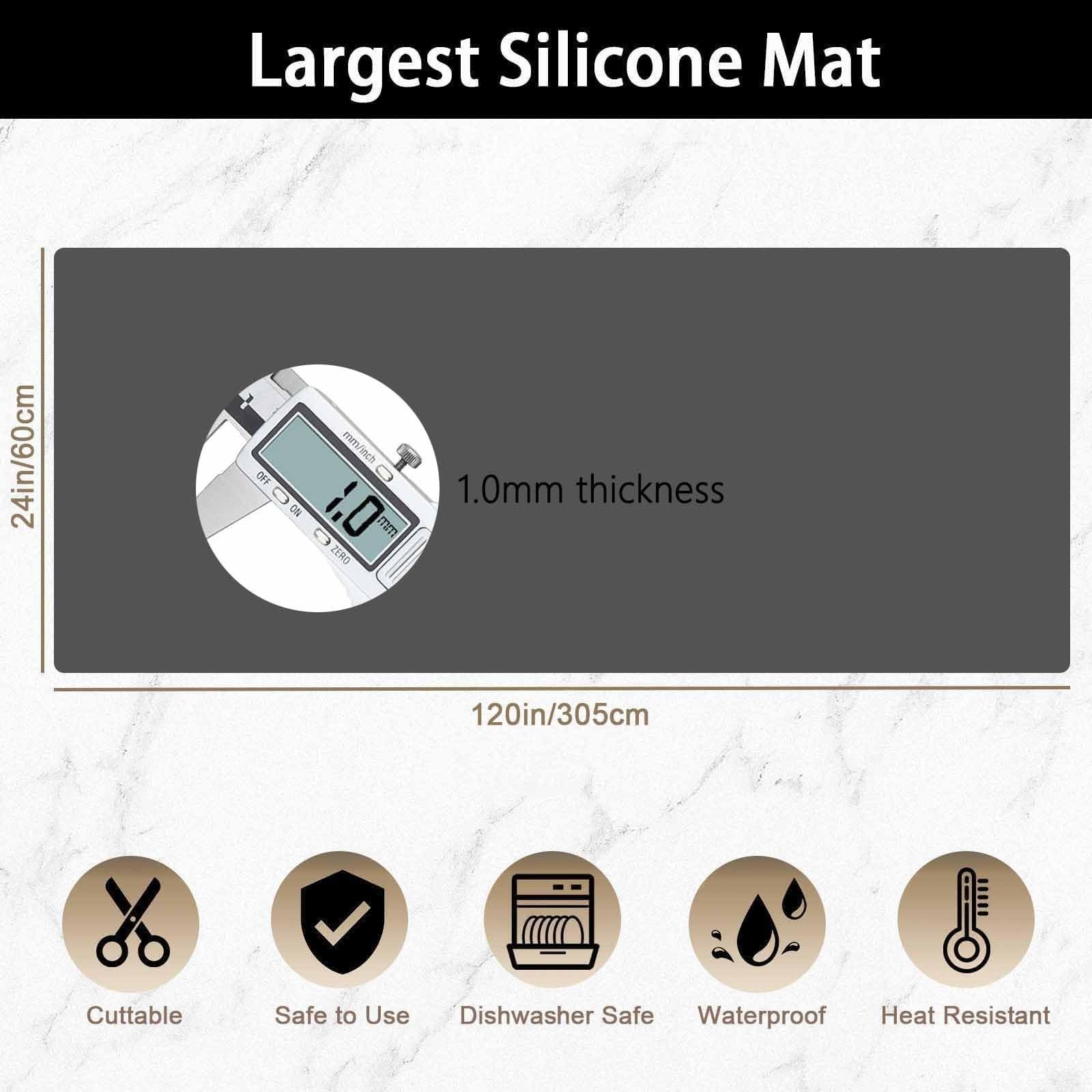 Super Large Silicone Mat, 120&Prime;x24&Prime;(305cmx60cm) Silicone Mats for Kitchen Coun…