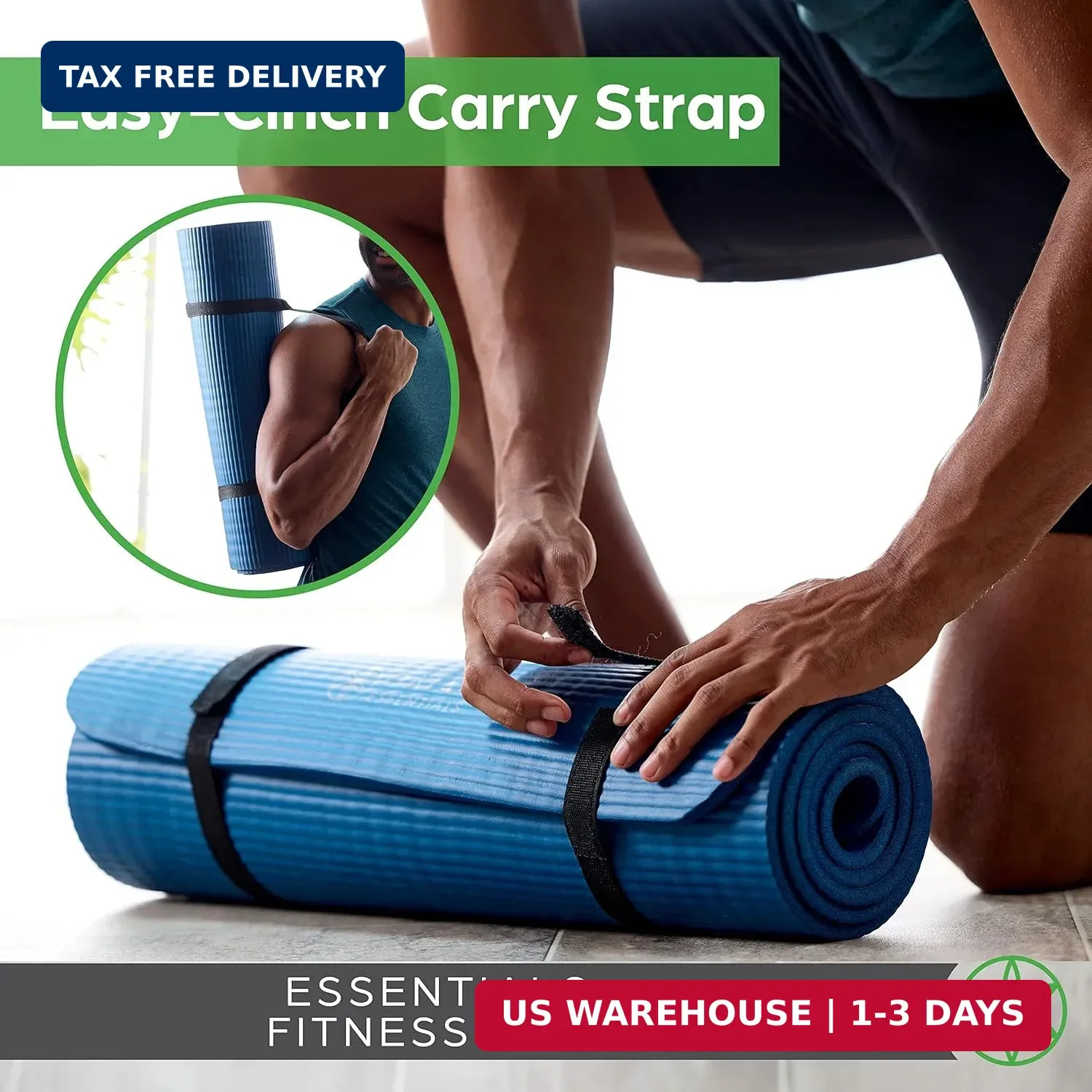 Gaiam Essentials 2/5&Prime; Thick (10mm) Yoga & Pilates, Fitness & Exercise Mat with E