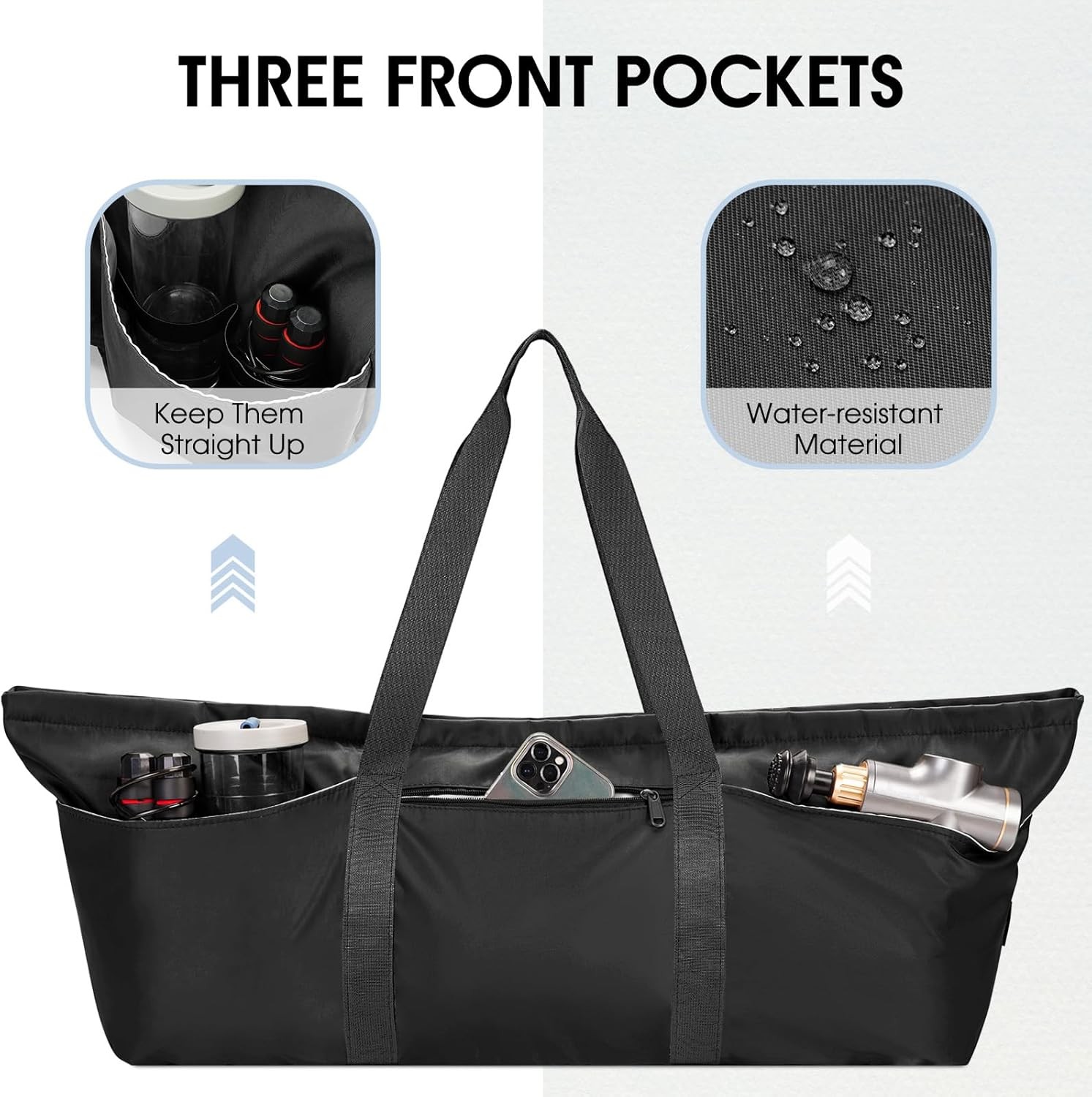 Large Yoga Mat Bag with Shoes Compartment and Wet Pocket Ladies Pilates Gym Tote