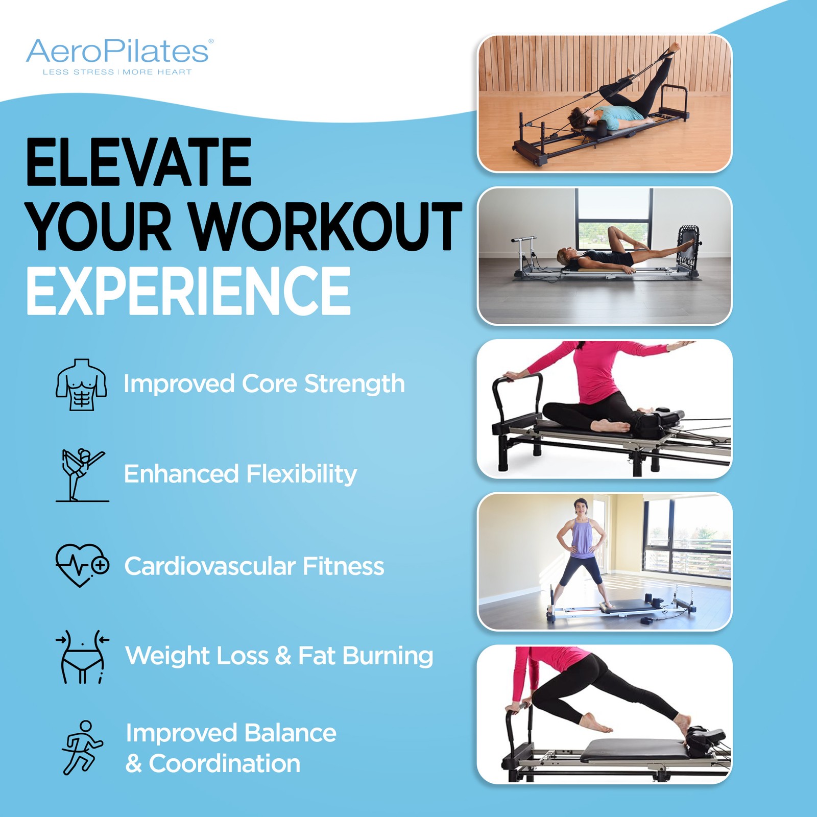 Aero Pilates 700 Reformer Fitness Machine with Cardio Rebounder (For Parts)