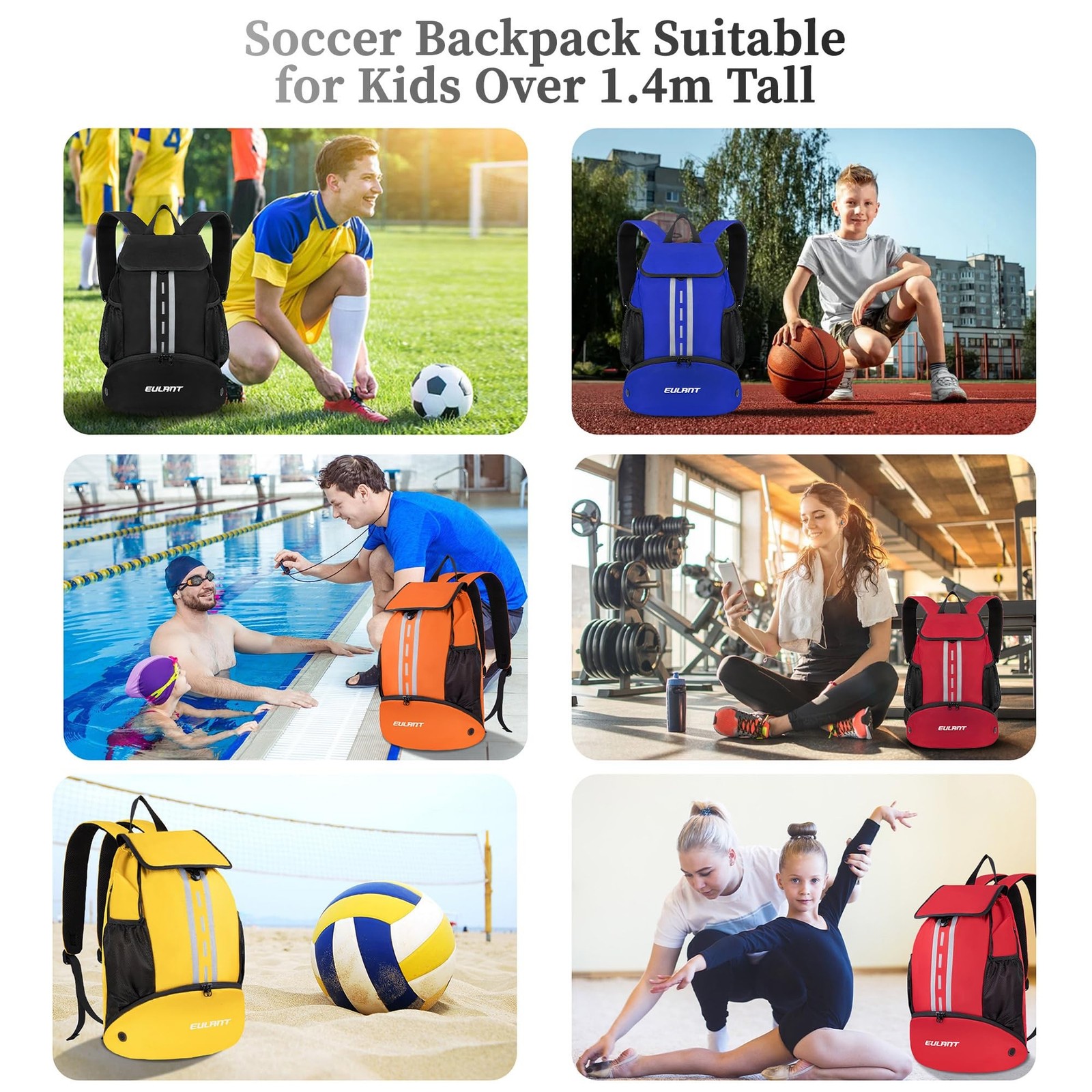 EULANT Soccer Backpack with Shoes Compartment, Waterproof Drawstring Bag for …