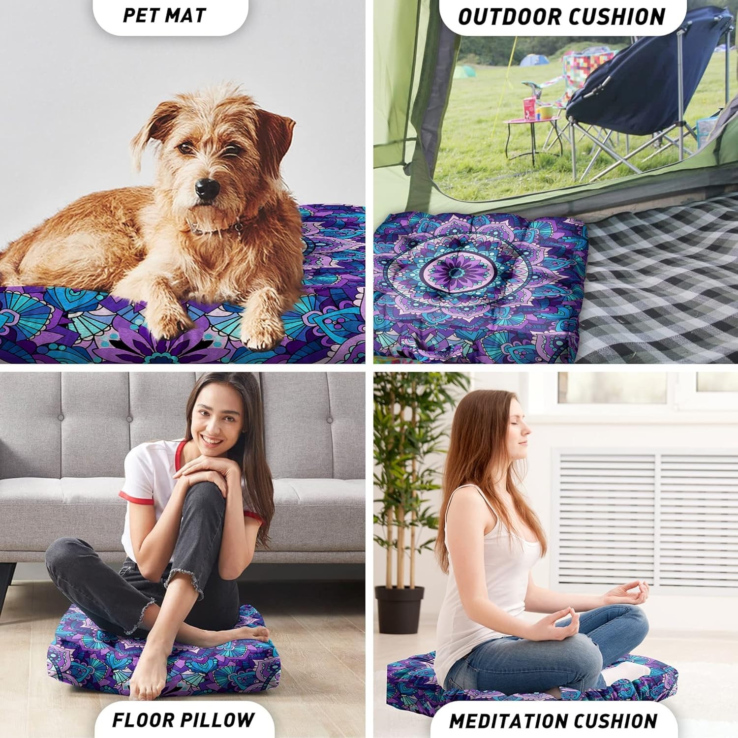 Mandala Meditation Cushion, Boho Meditation Mat, Meditation Pillows for Sitting
