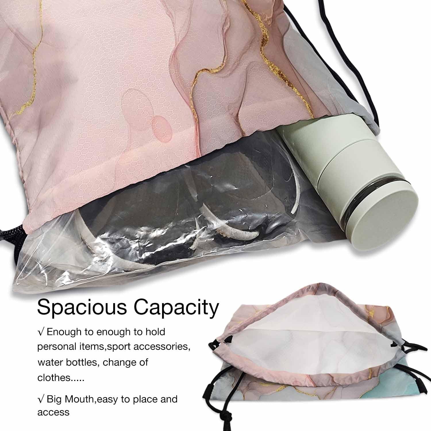 Drawstring Gym Backpack Gold Abstract Liquid Volleyball Bag Sports Backpack A…