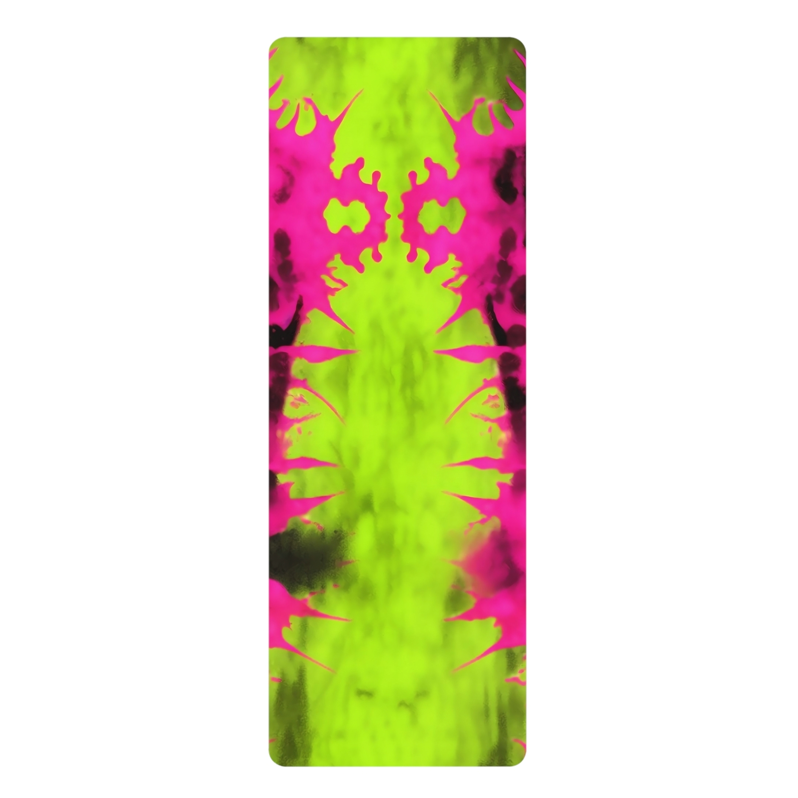 Premium Rubber Yoga Mat with Neon Green/Pink Tie-Dye | Non-Slip & Lightweight
