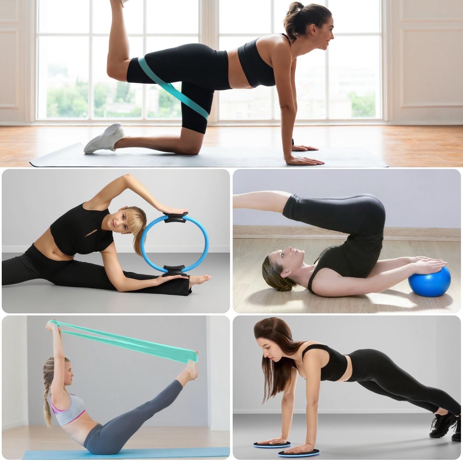 Pilates Ring Set, Essentials Kit for Home Workouts Women, 18-Pieces