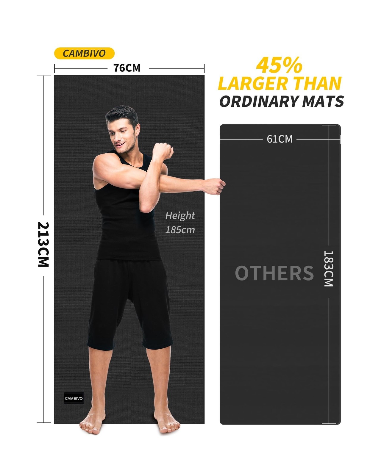 CAMBIVO Yoga Mat for Women and Men, Extra Long and Wide Exercise Ma… Fast Ship