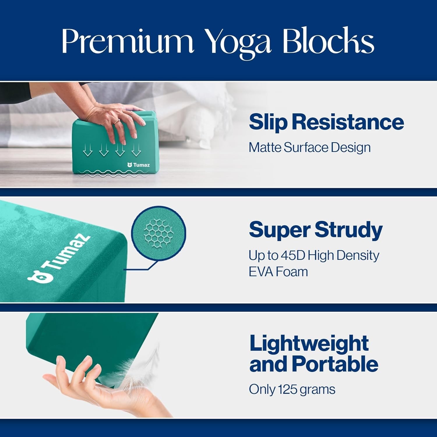 Lightweight Non-Slip Yoga Blocks Set – Eco-Friendly EVA & Cork, Includes E-Book